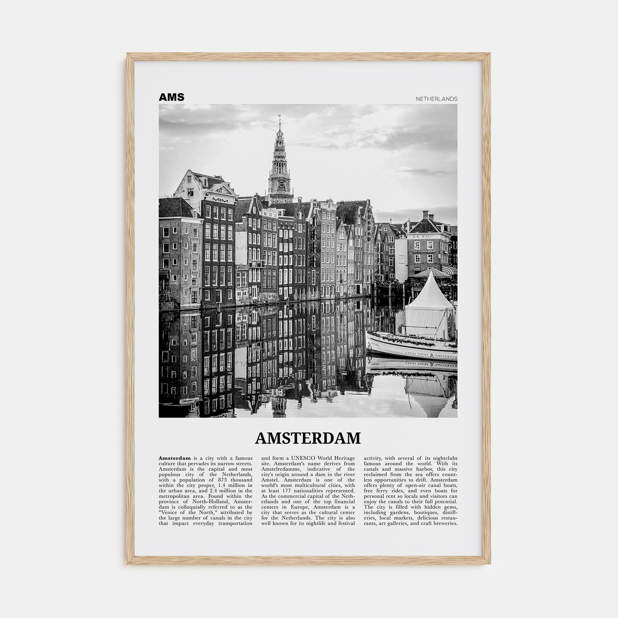Amsterdam Travel B&W No 3 Poster