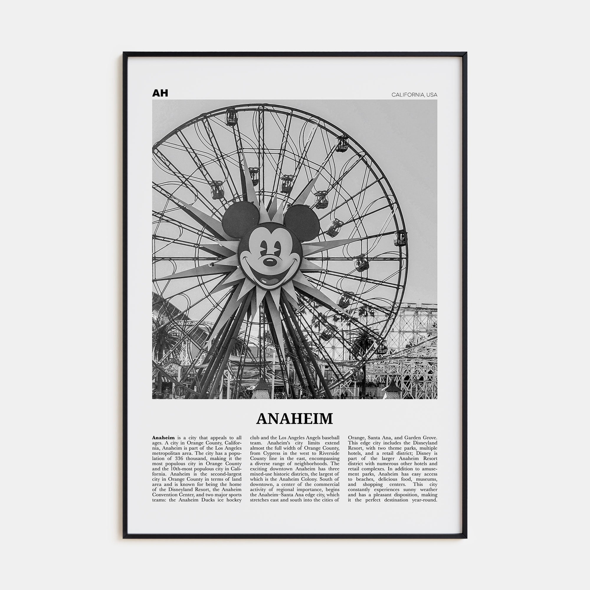 Anaheim Travel B&W No 1 Poster