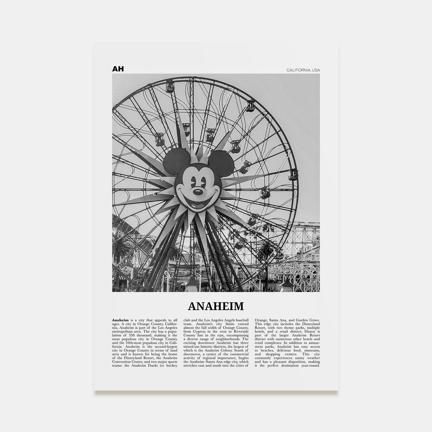 Anaheim Travel B&W No 1 Poster
