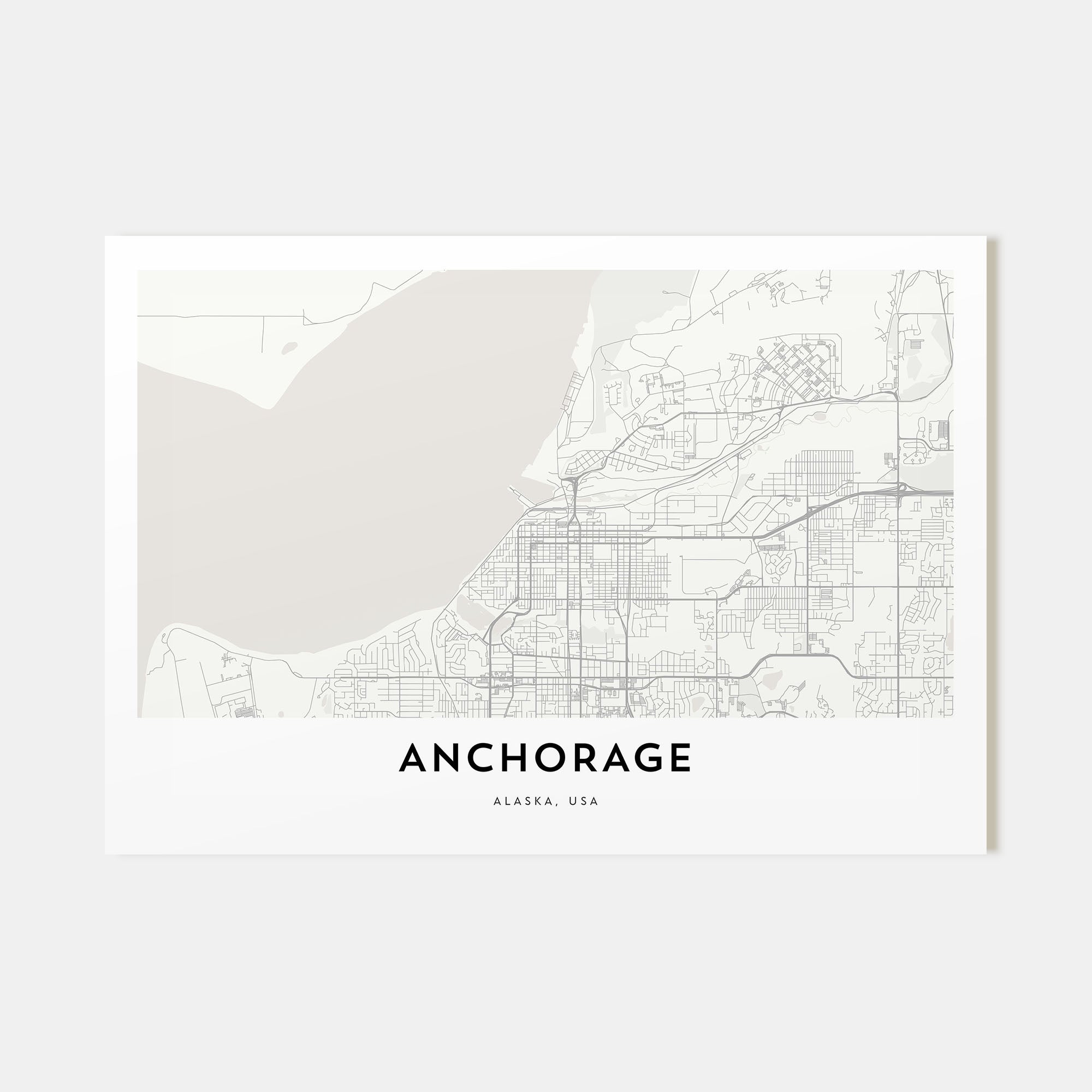 Anchorage Map Landscape Poster