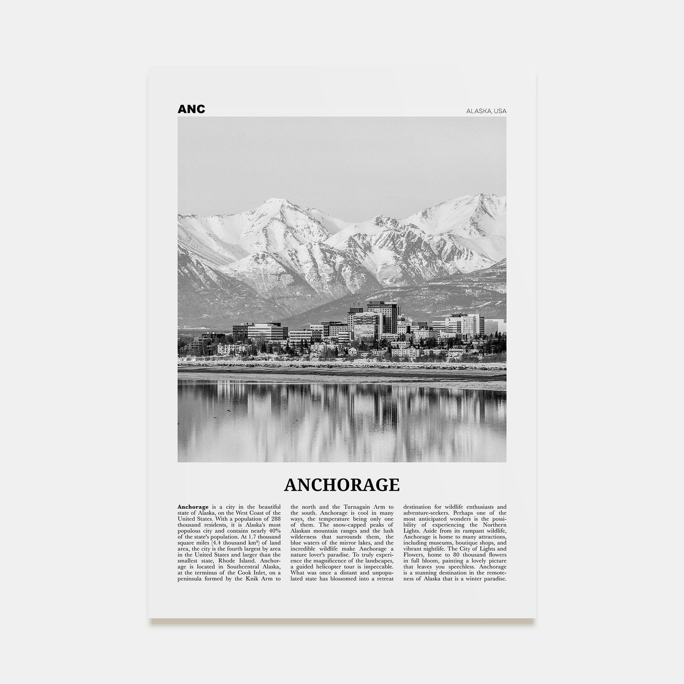 Anchorage Travel B&W Poster