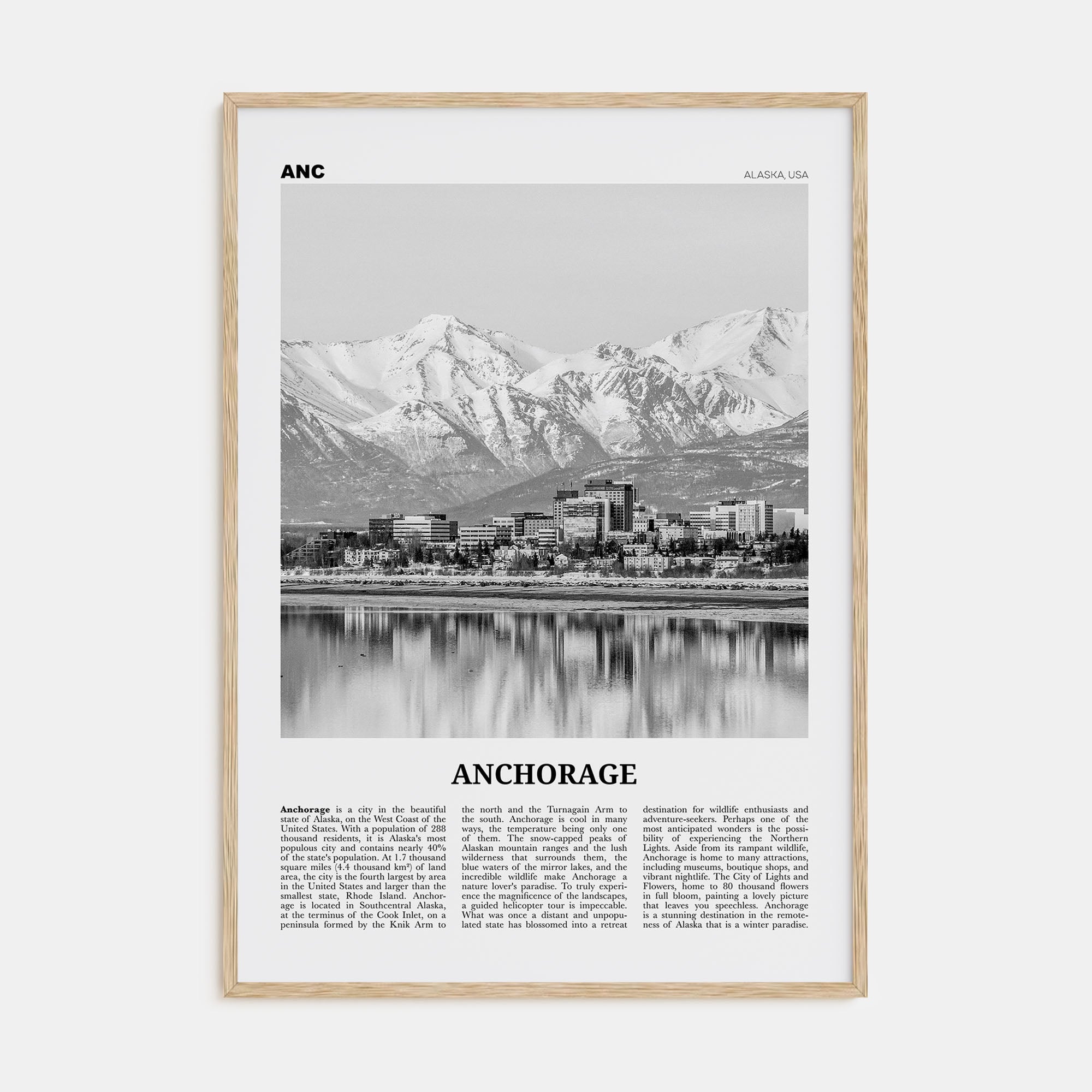 Anchorage Travel B&W Poster