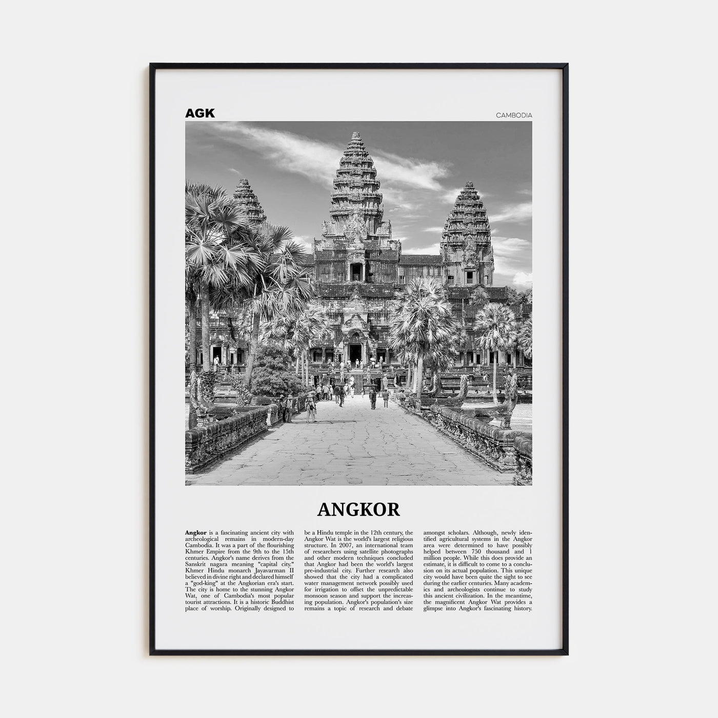 Angkor Travel B&W Poster