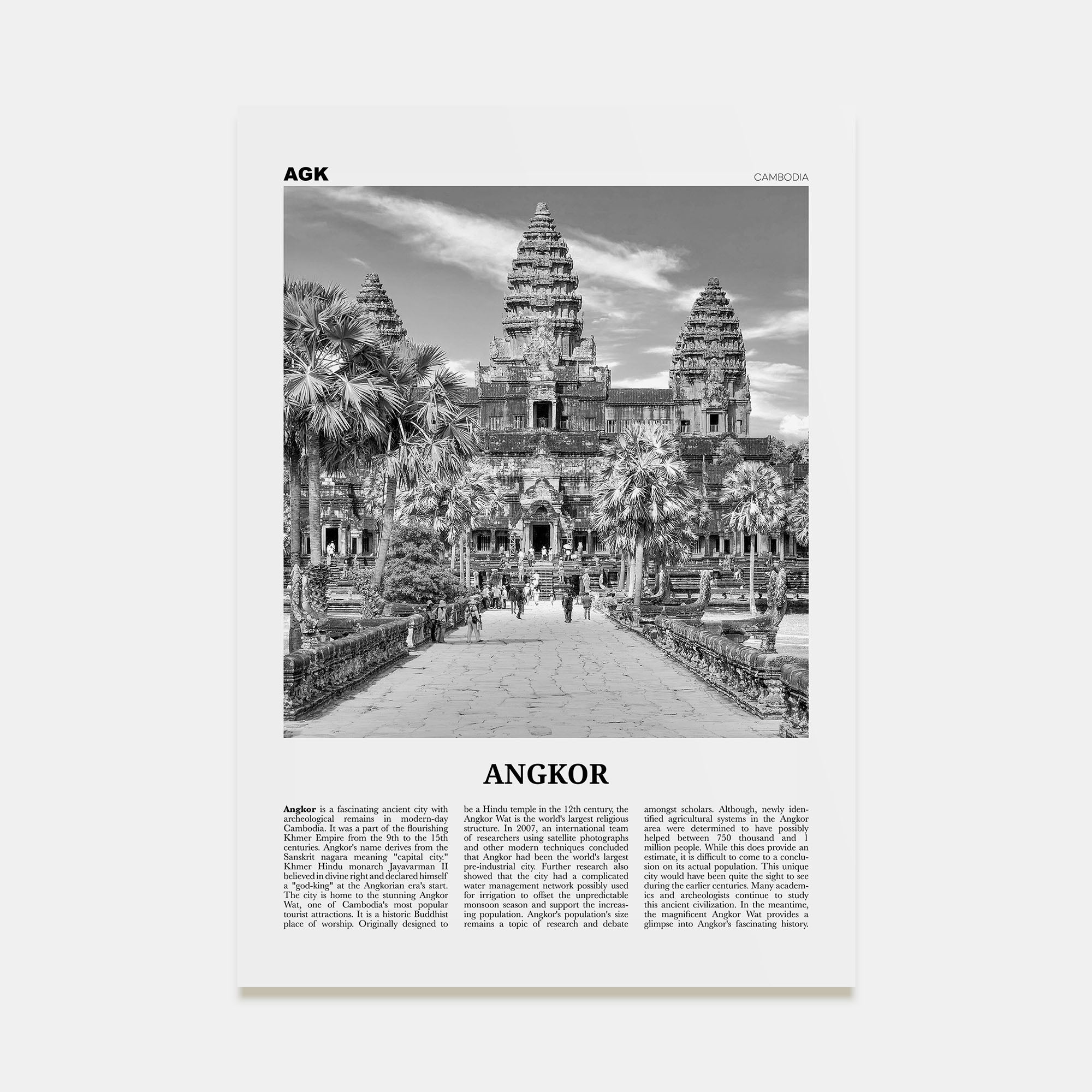 Angkor Travel B&W Poster