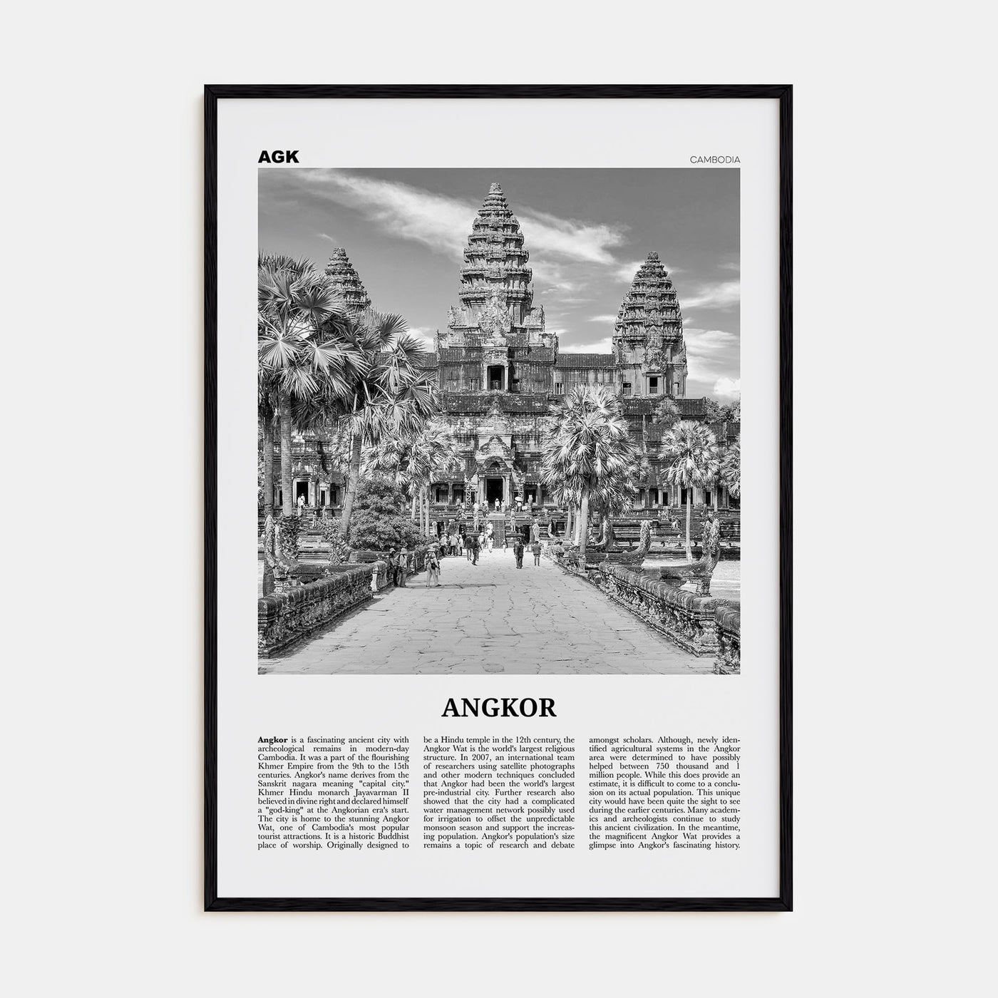 Angkor Travel B&W Poster
