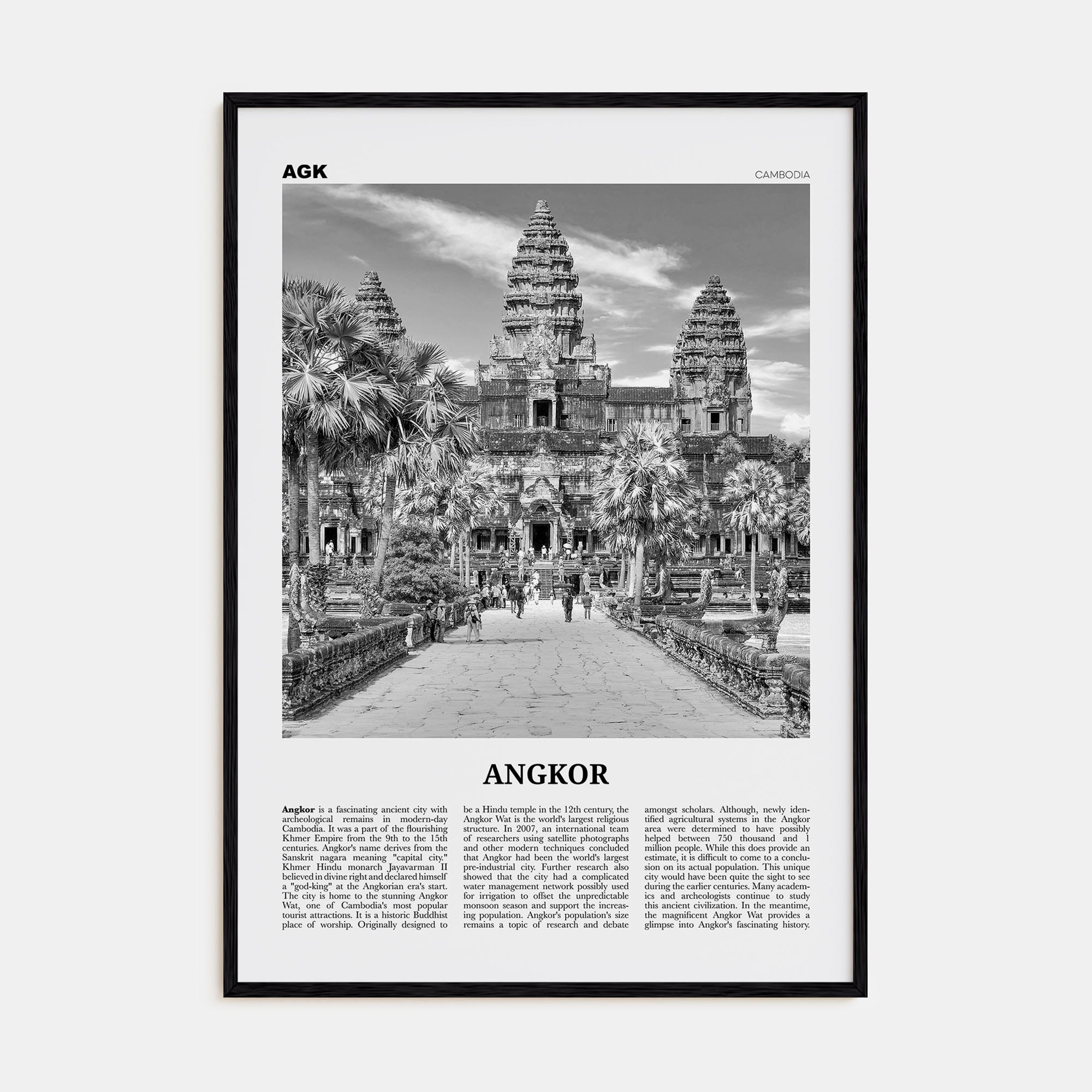 Angkor Travel B&W Poster