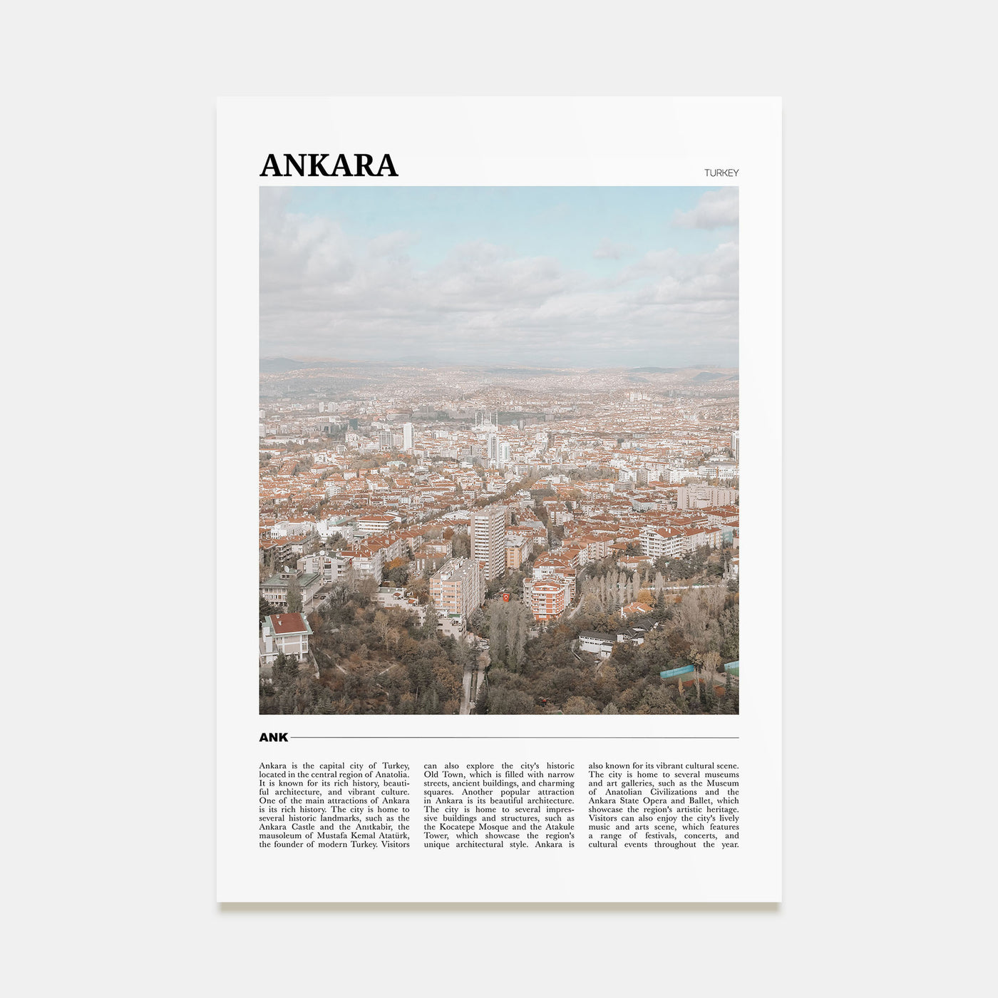 Ankara Travel Color Poster