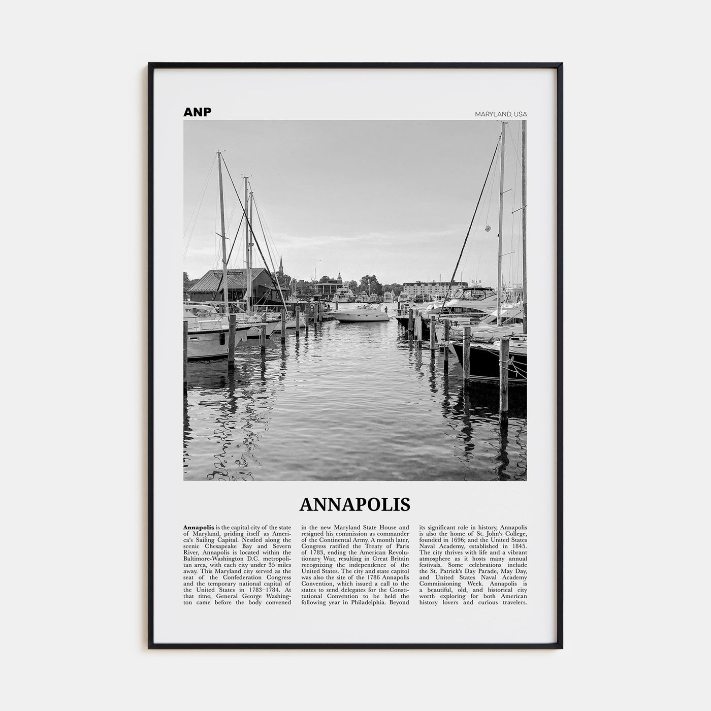 Annapolis Travel B&W No 1 Poster