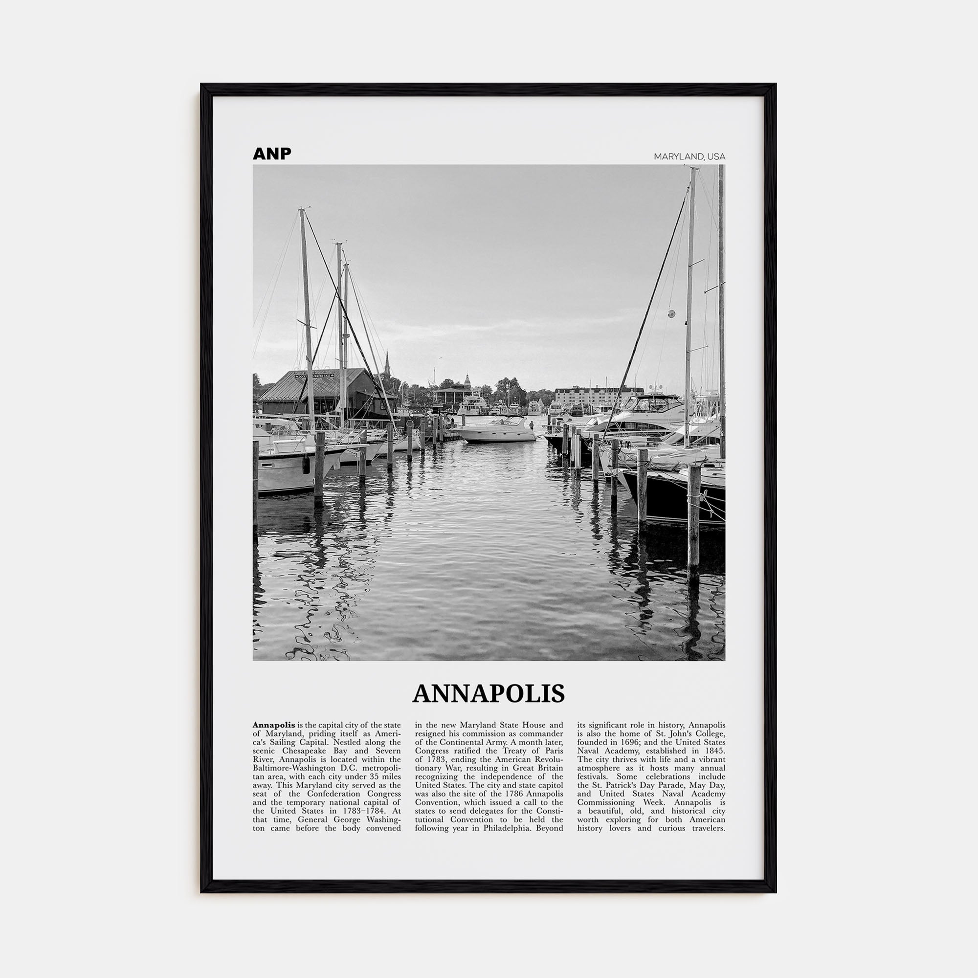 Annapolis Travel B&W No 1 Poster