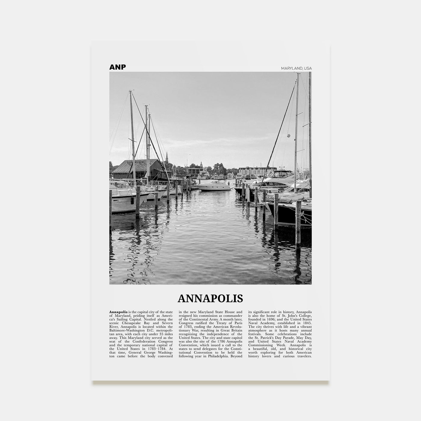 Annapolis Travel B&W No 1 Poster