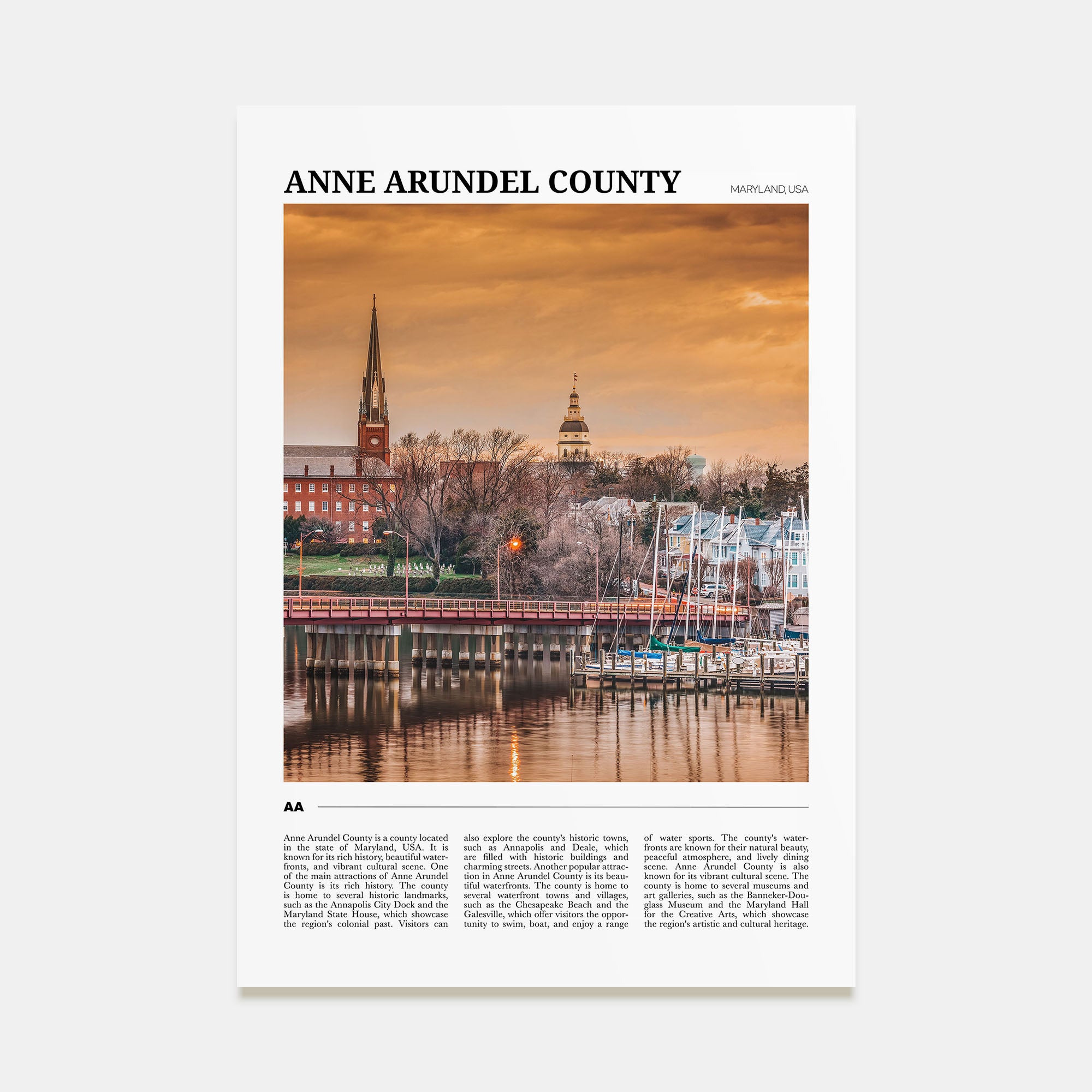 Anne Arundel County Travel Color Poster