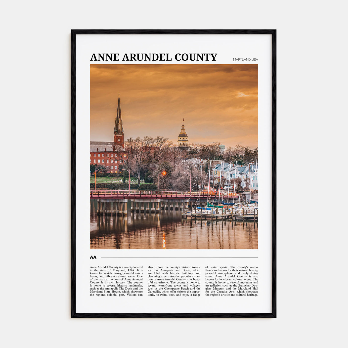 Anne Arundel County Travel Color Poster
