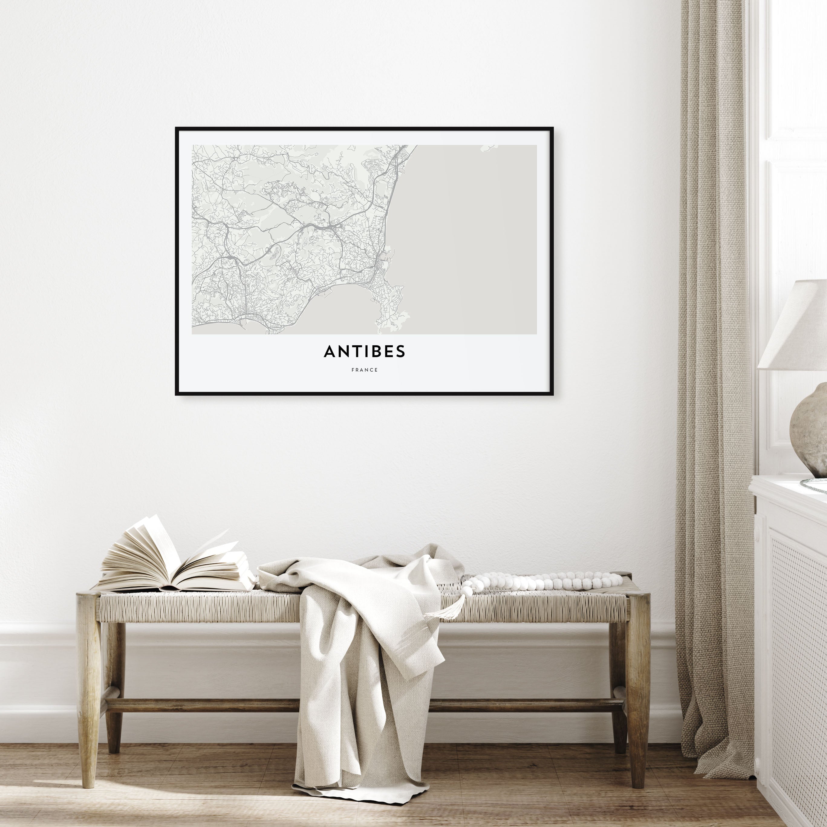 Antibes Map Landscape Poster