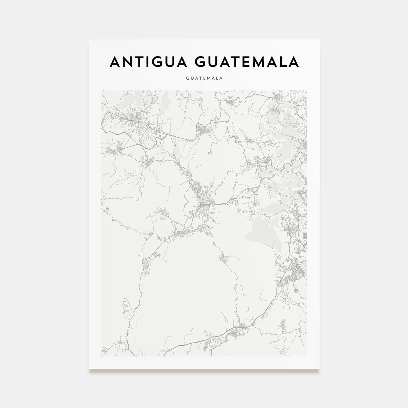 Antigua Guatemala Map Portrait Poster