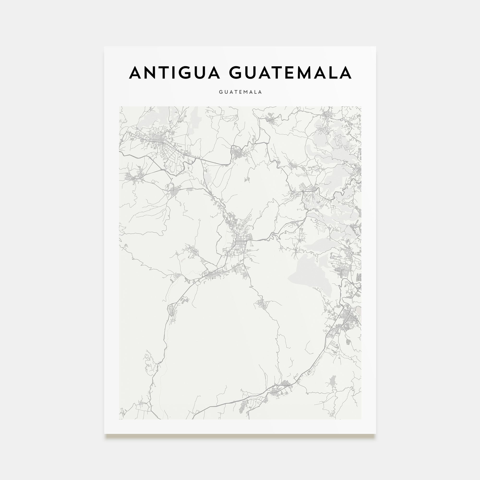 Antigua Guatemala Map Portrait Poster