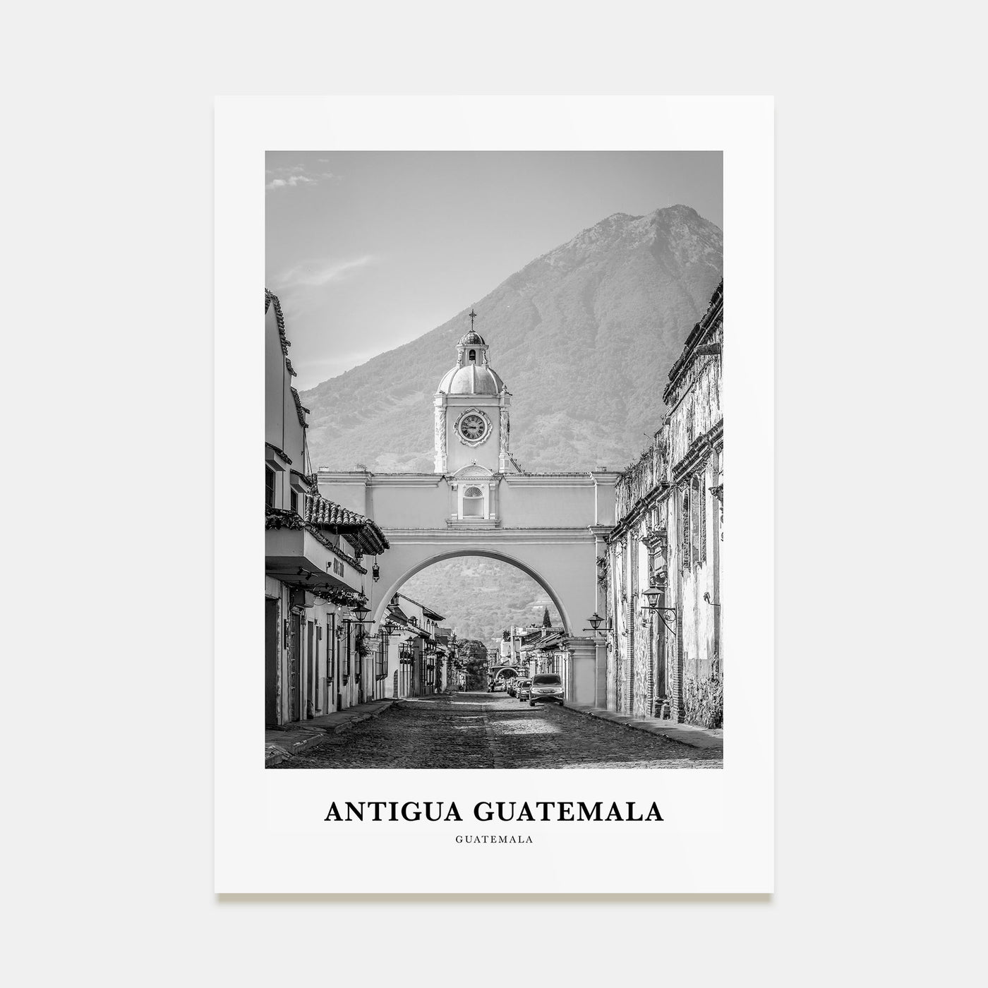 Antigua Guatemala Portrait B&W Poster