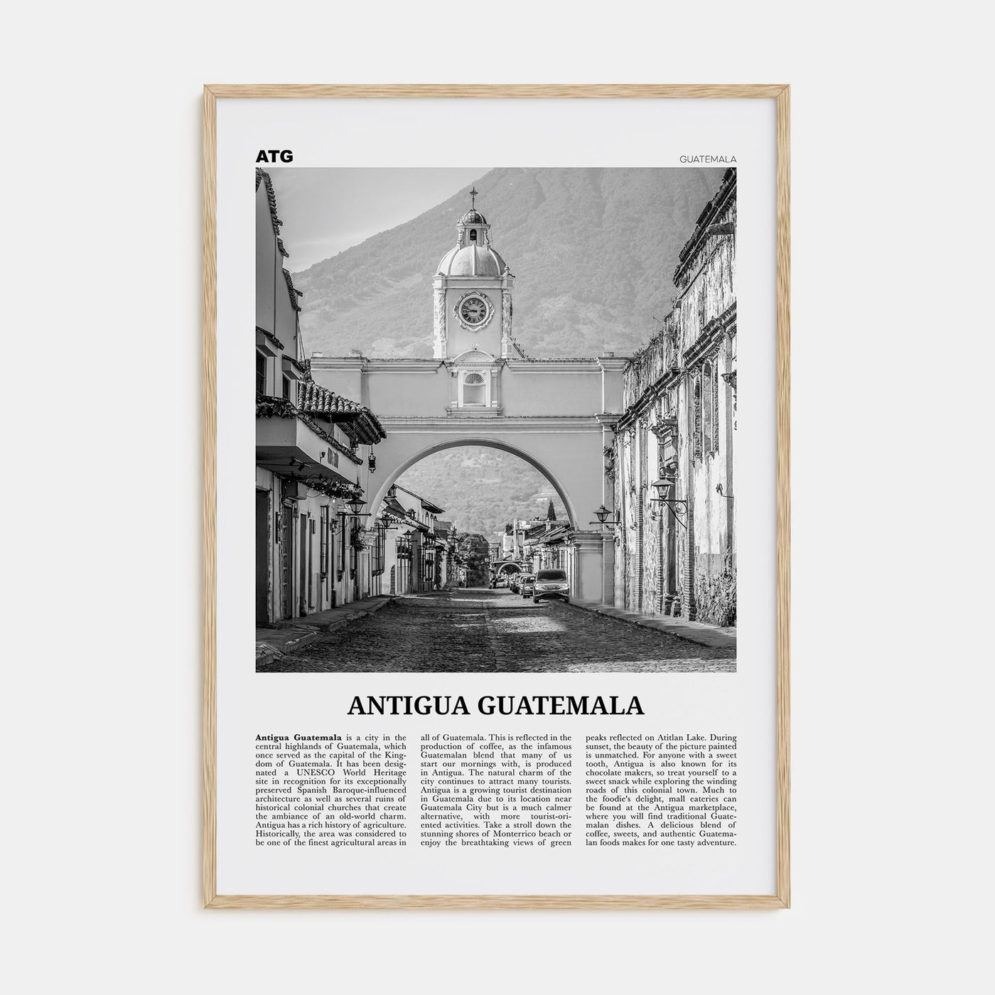 Antigua Guatemala Travel B&W Poster
