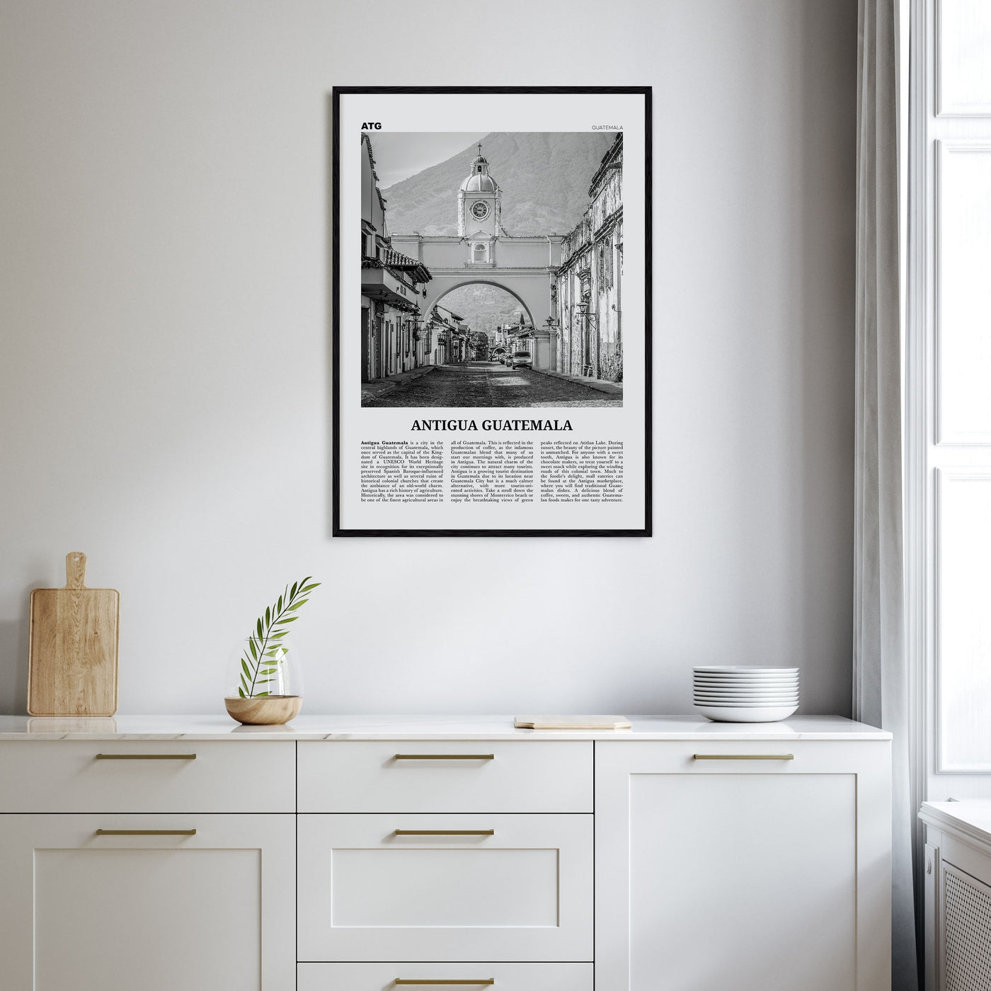 Antigua Guatemala Travel B&W Poster