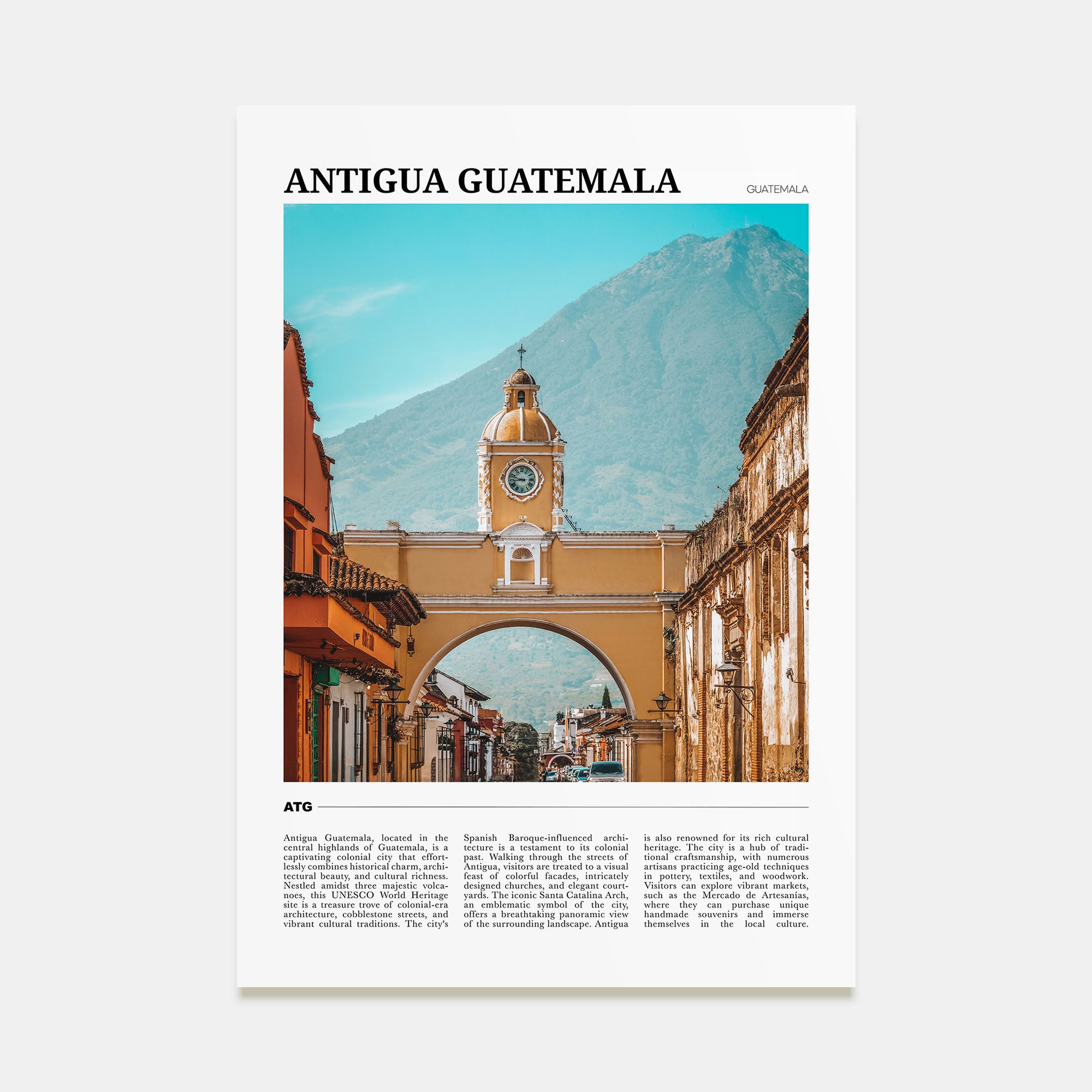 Antigua Guatemala Travel Color Poster