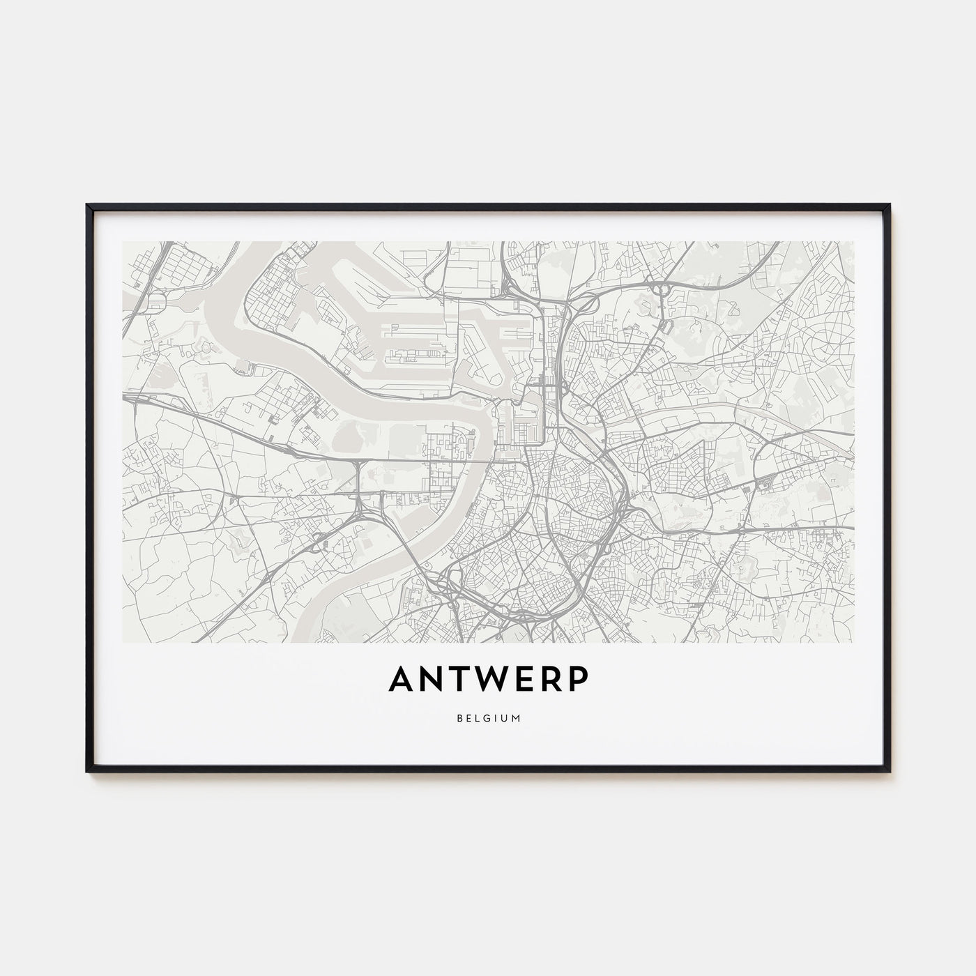 Antwerp Map Landscape Poster