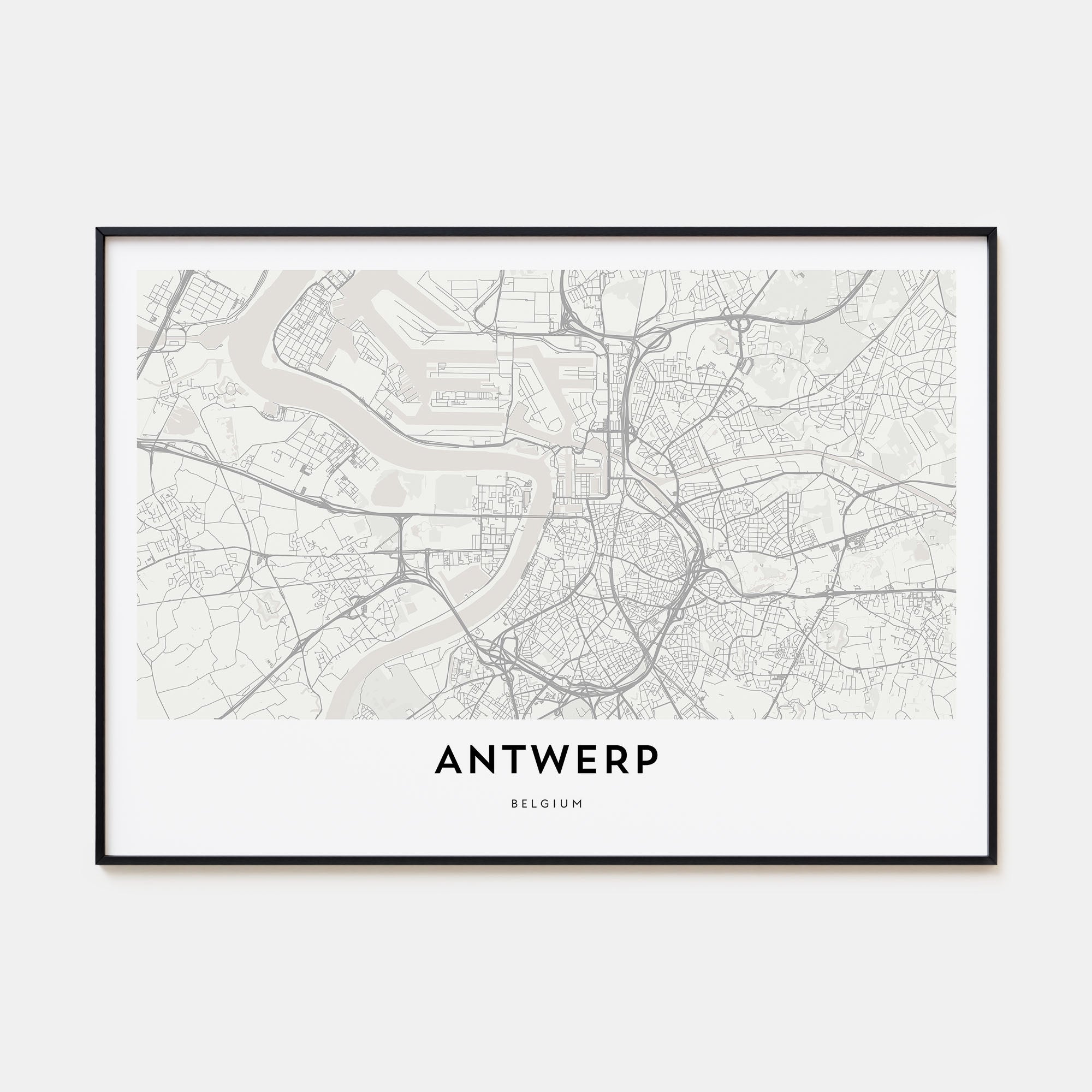 Antwerp Map Landscape Poster