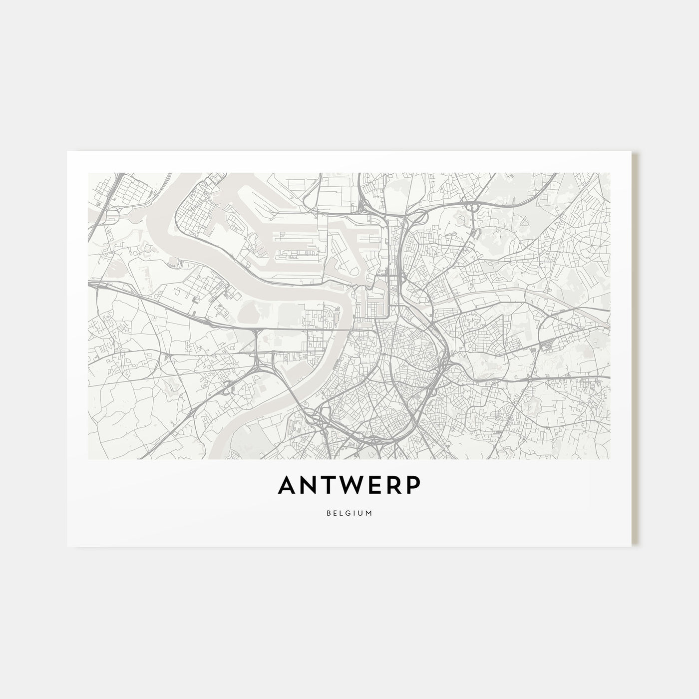 Antwerp Map Landscape Poster