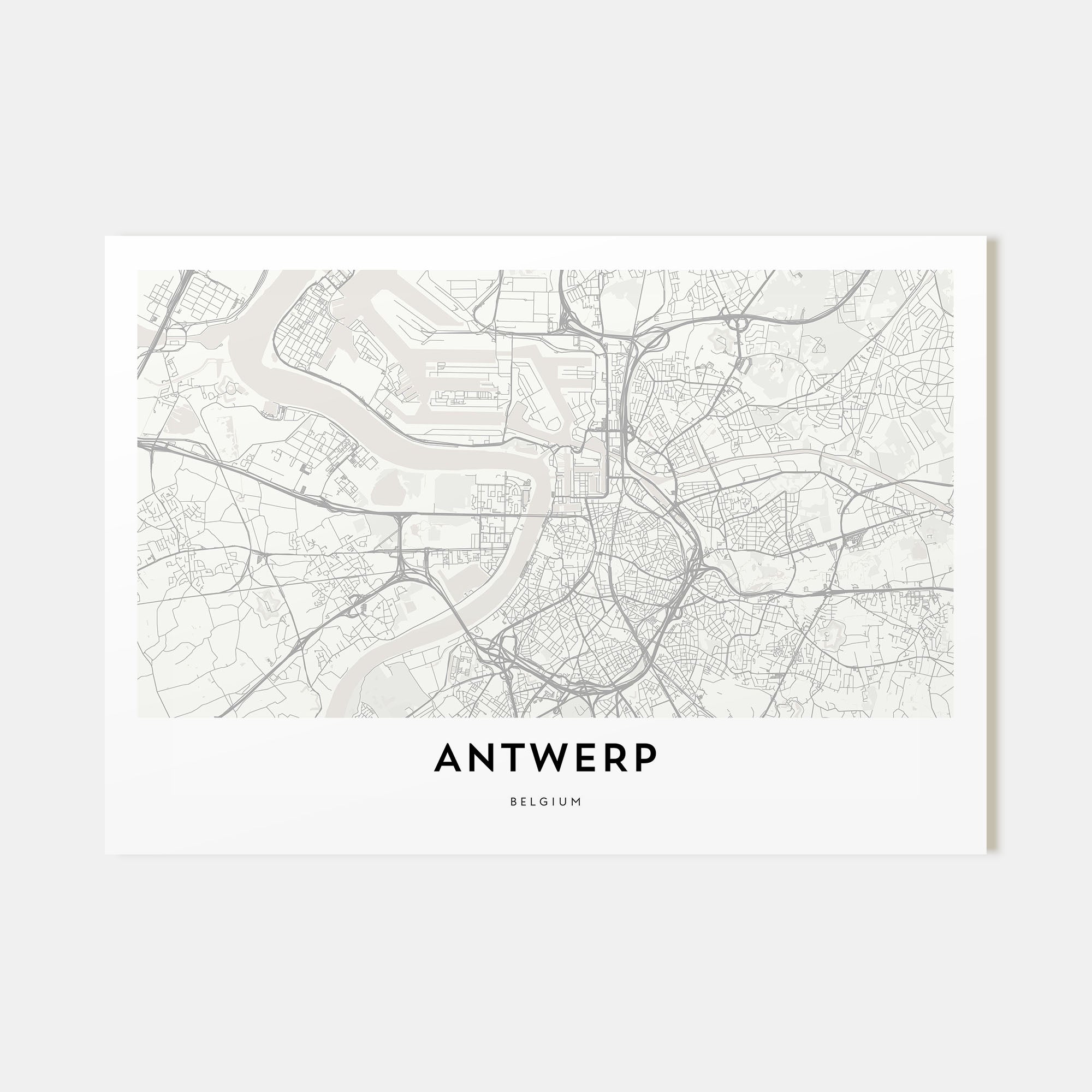 Antwerp Map Landscape Poster