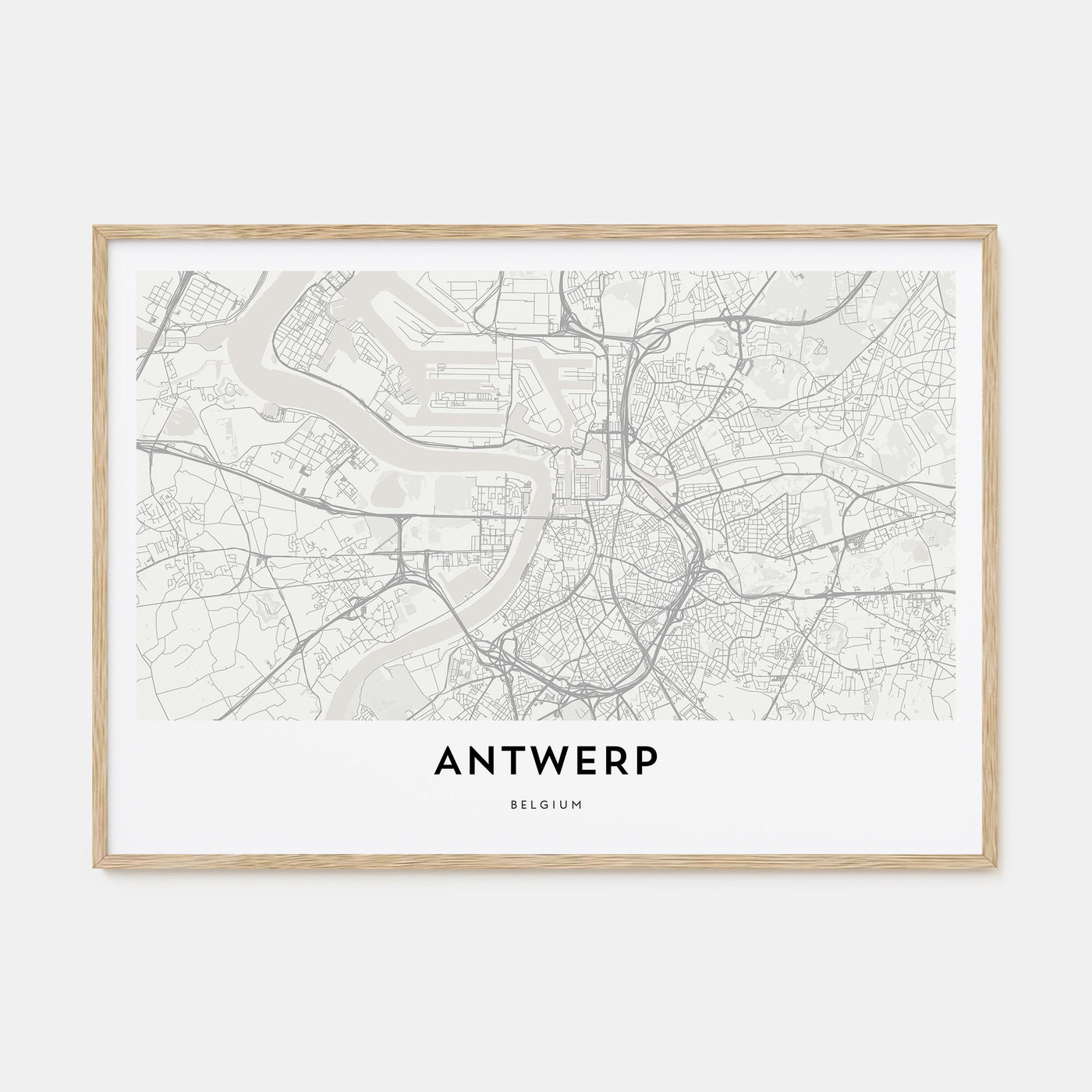 Antwerp Map Landscape Poster
