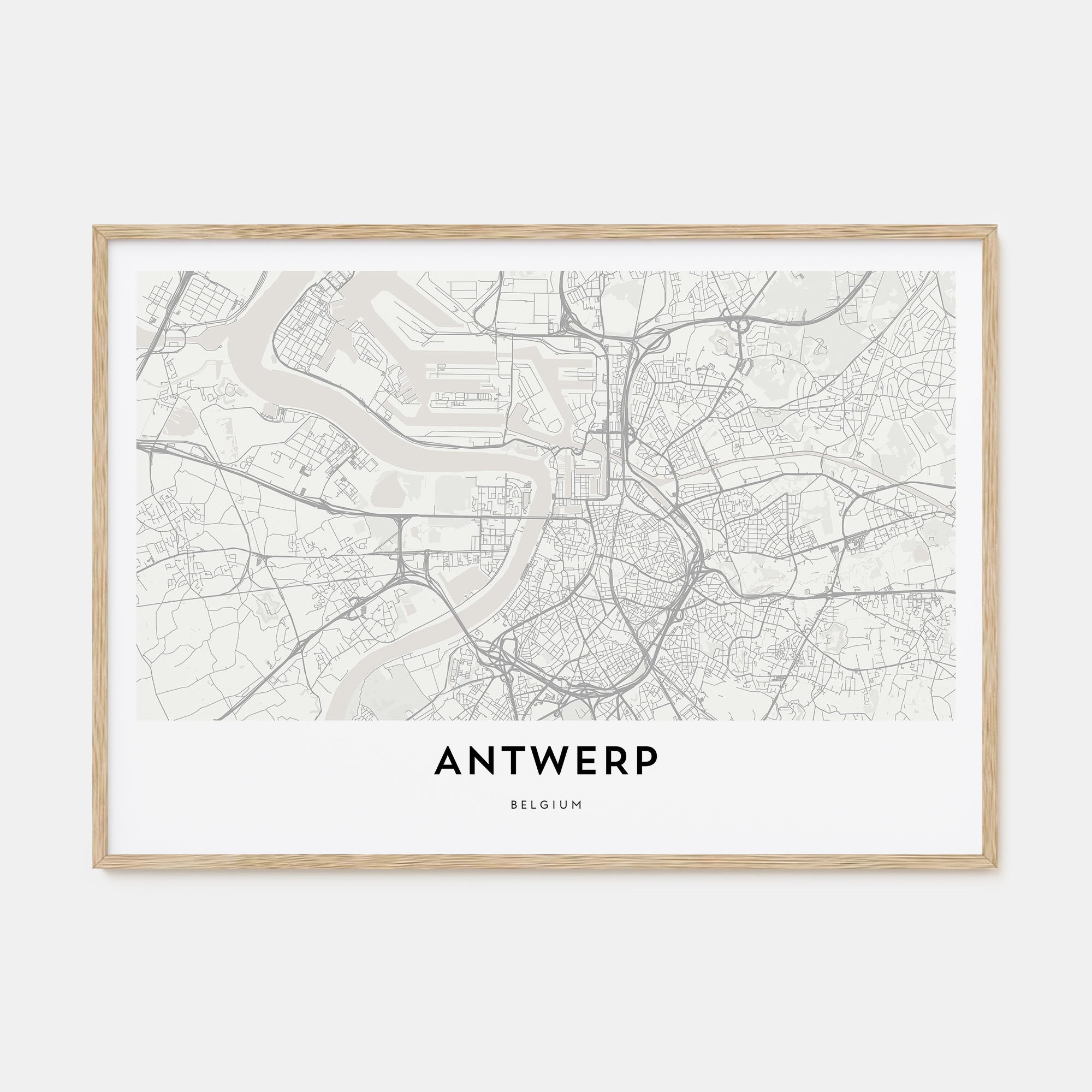 Antwerp Map Landscape Poster
