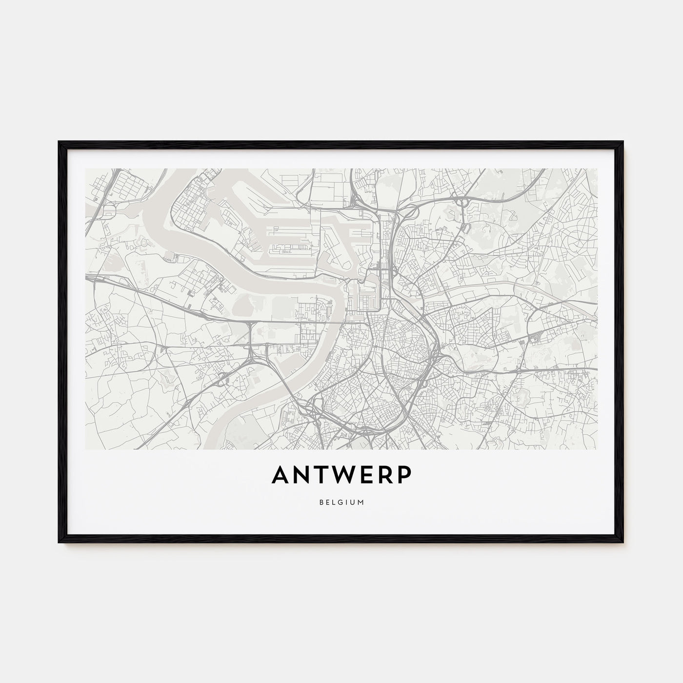 Antwerp Map Landscape Poster