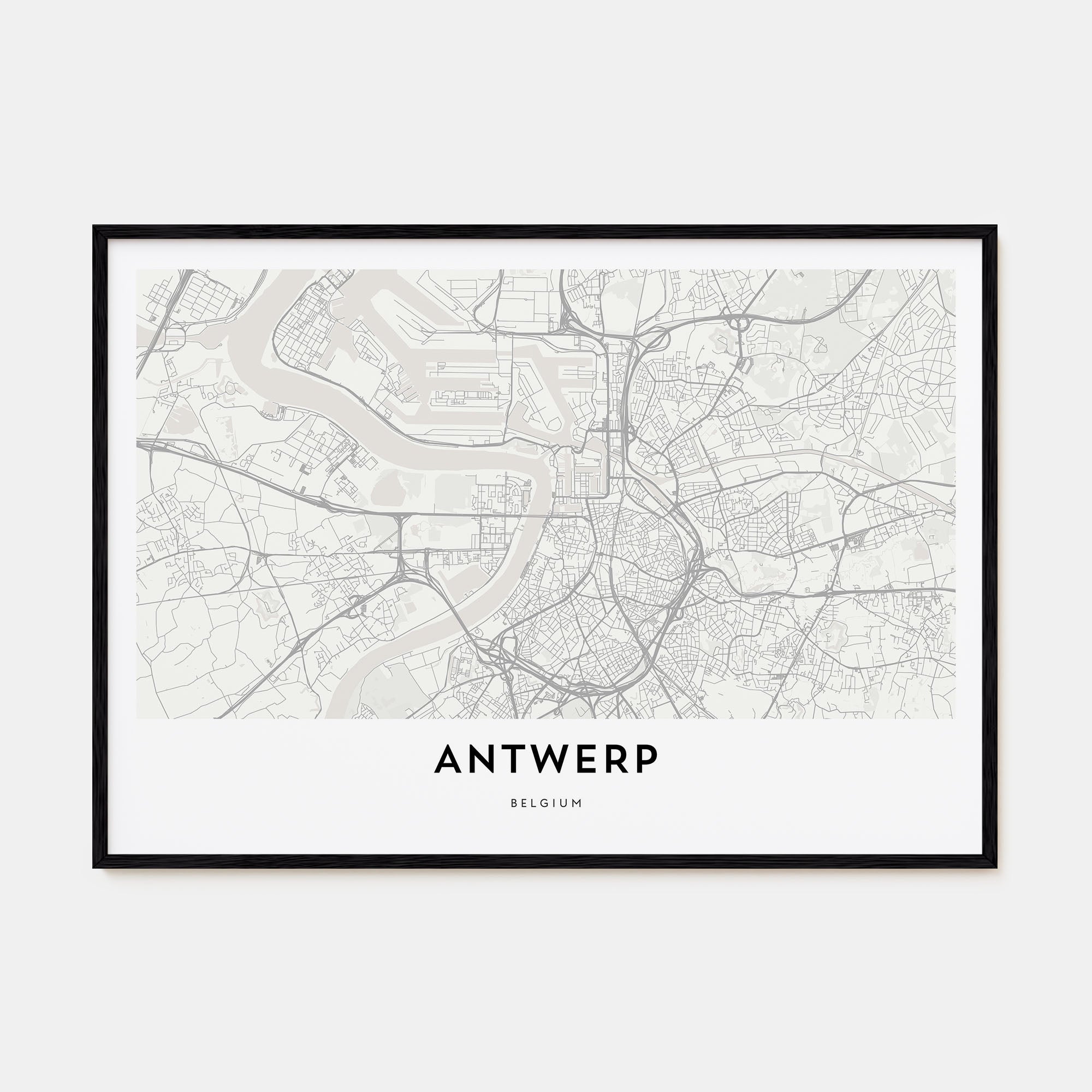 Antwerp Map Landscape Poster