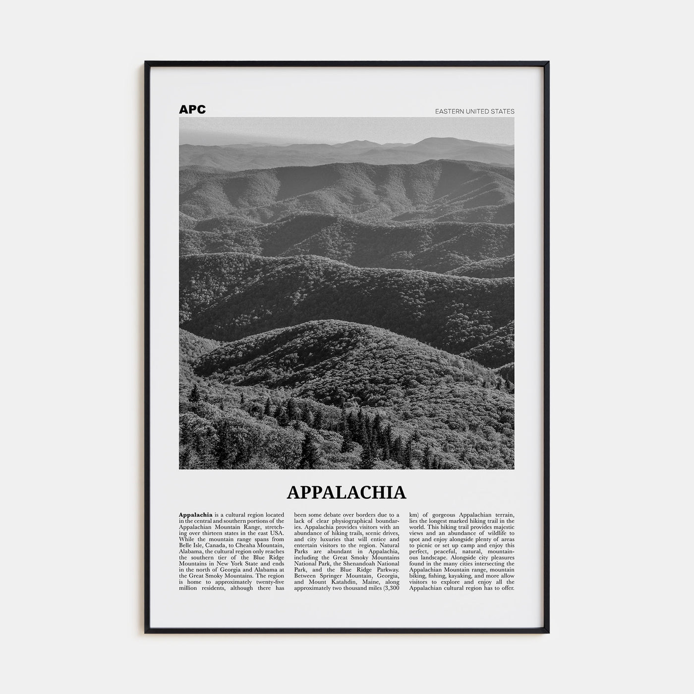 Appalachia Travel B&W Poster