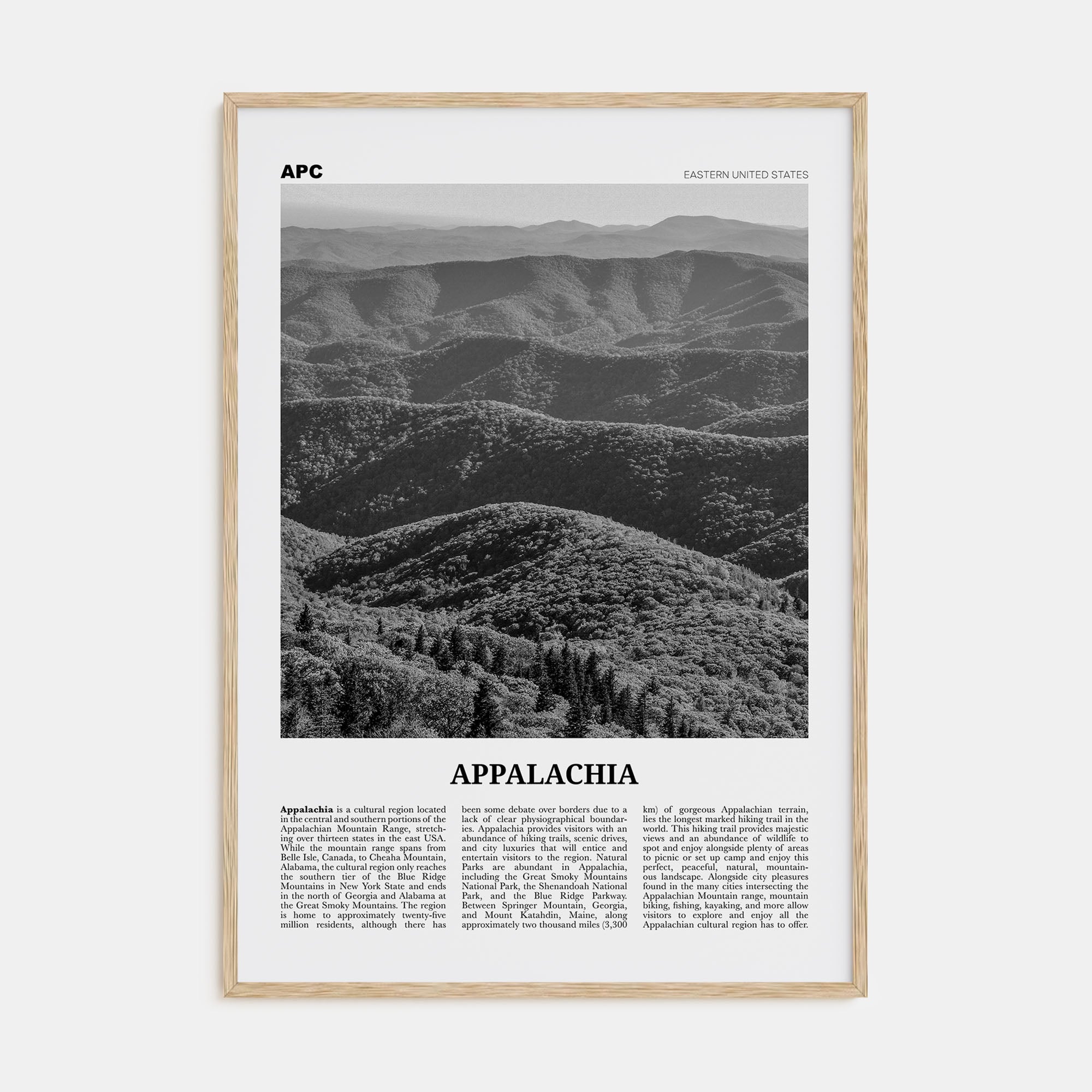 Appalachia Travel B&W Poster
