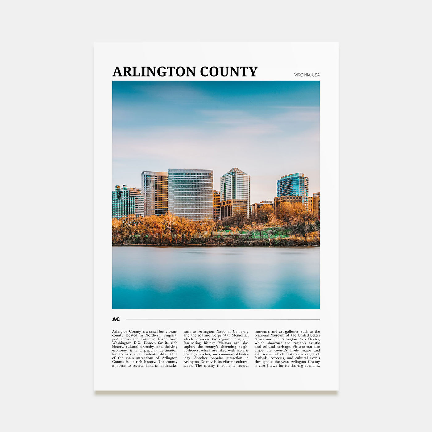 Arlington County, Virginia Travel Color Poster