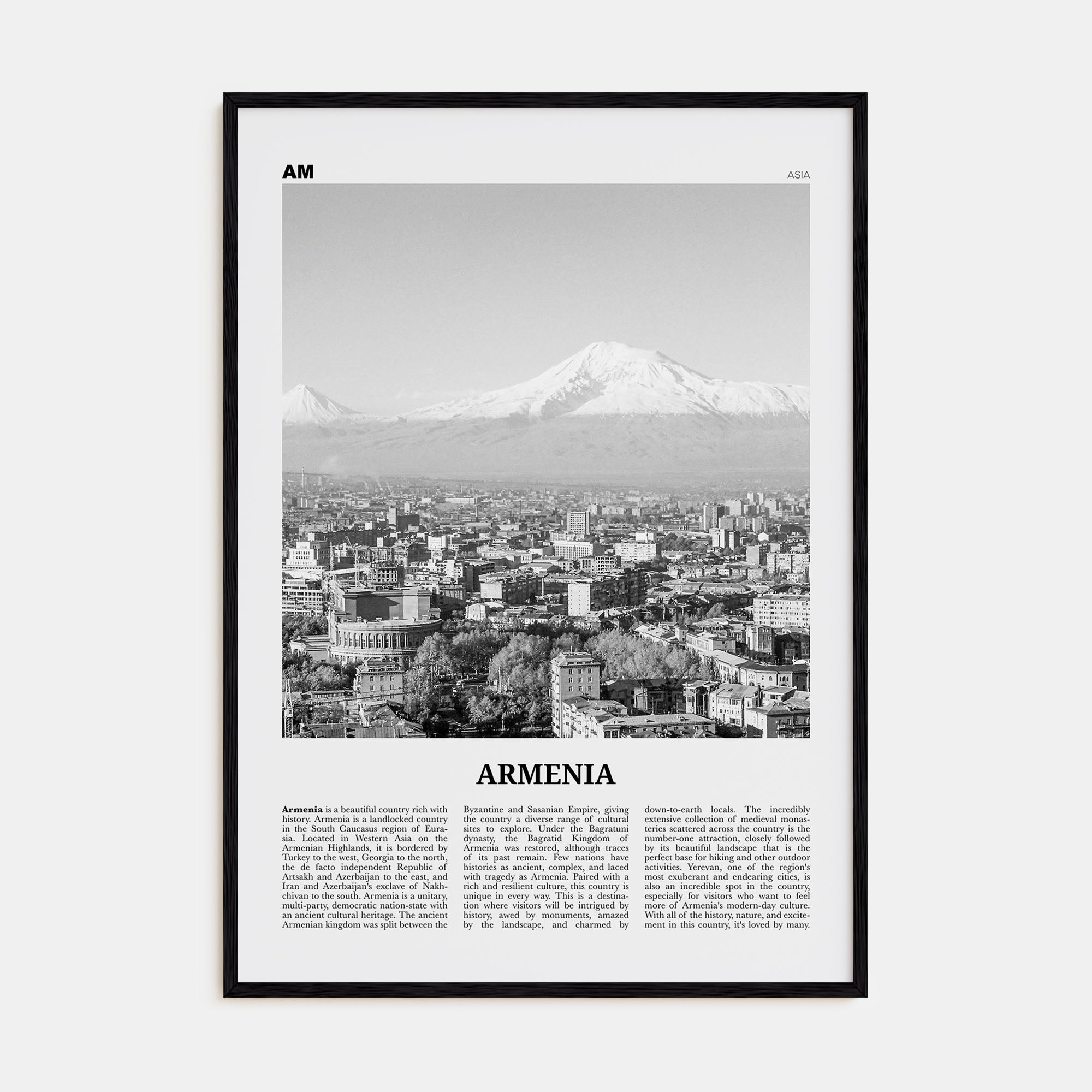 Armenia Travel B&W Poster