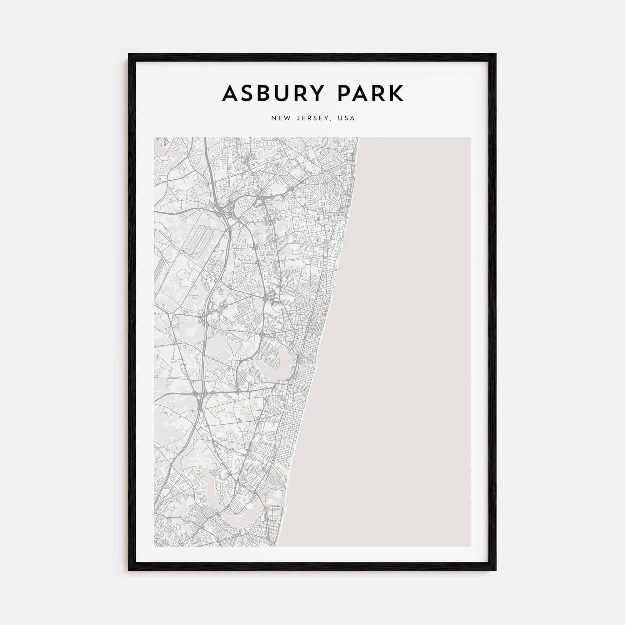 Asbury Park Map Portrait Poster