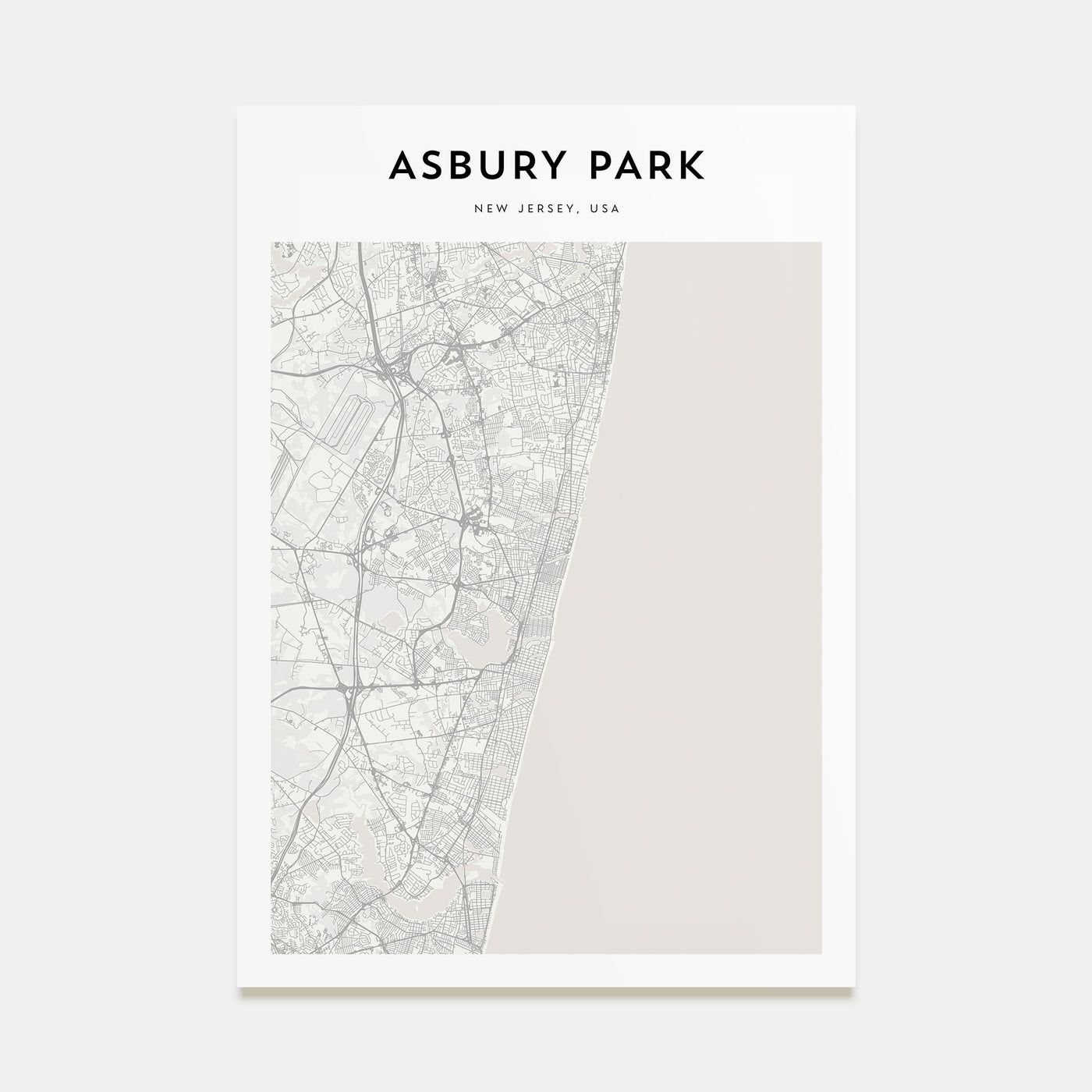 Asbury Park Map Portrait Poster