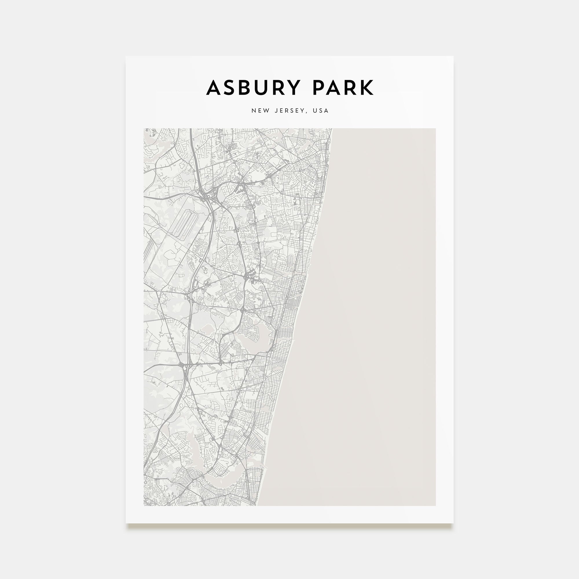 Asbury Park Map Portrait Poster