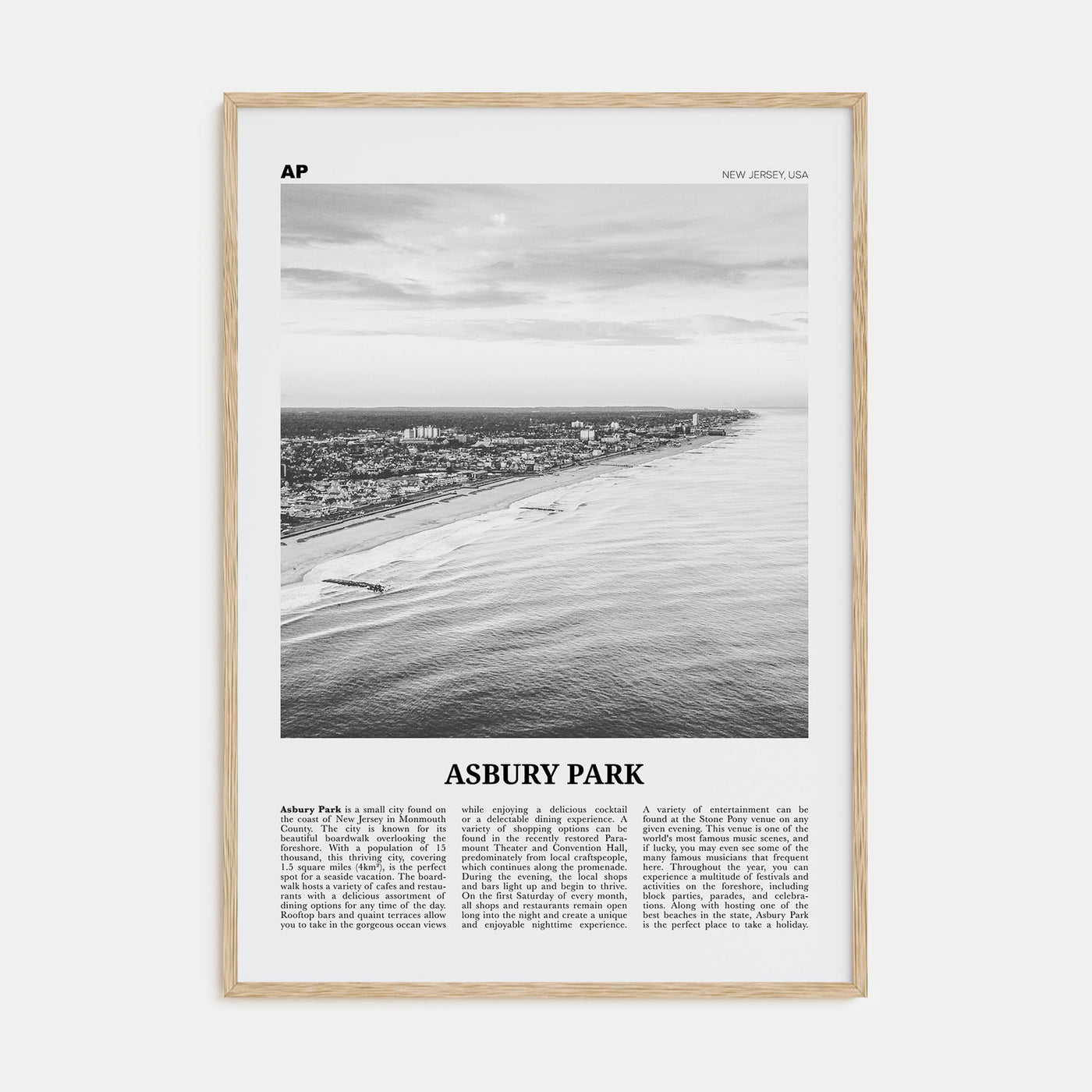 Asbury Park Travel B&W Poster