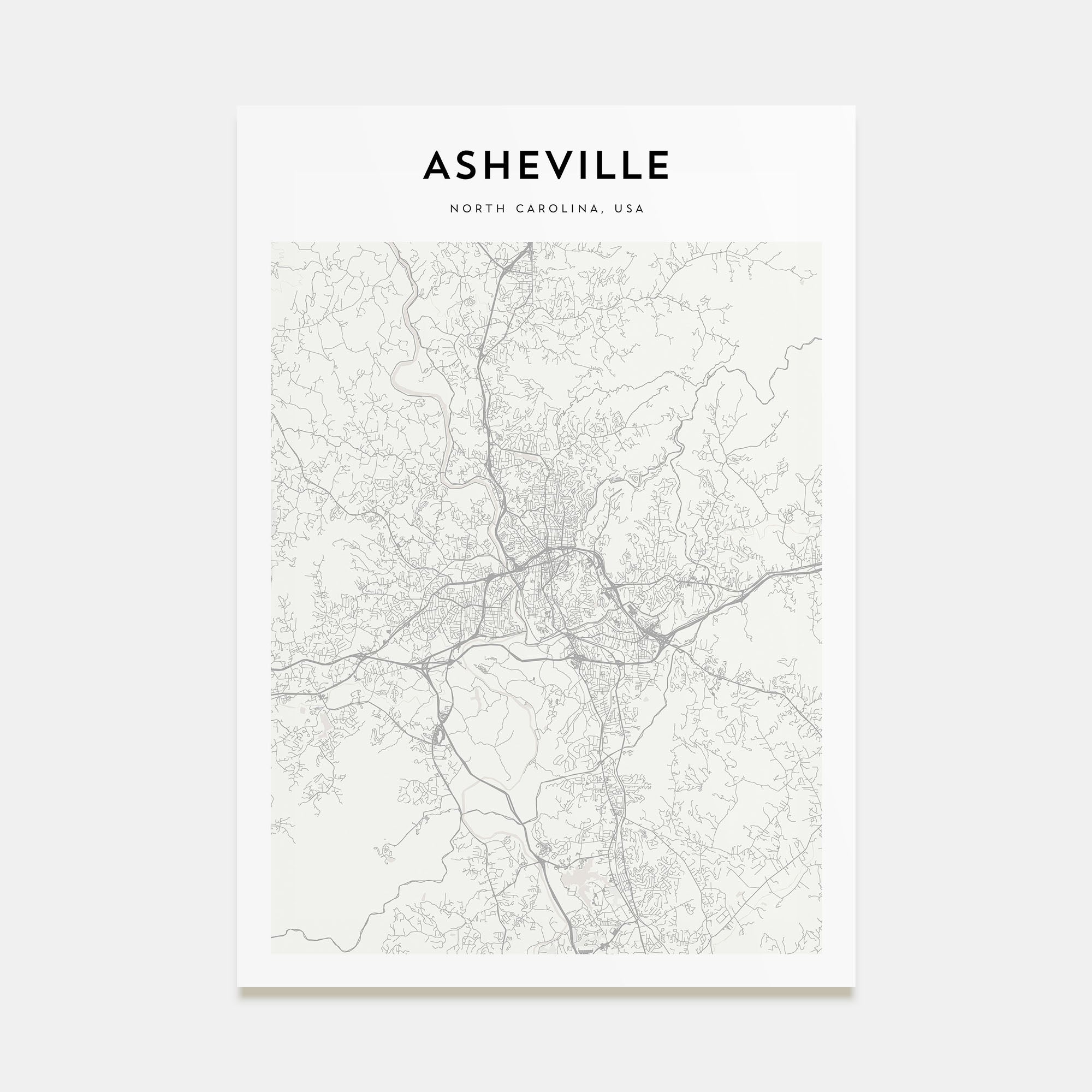 Asheville Map Portrait Poster
