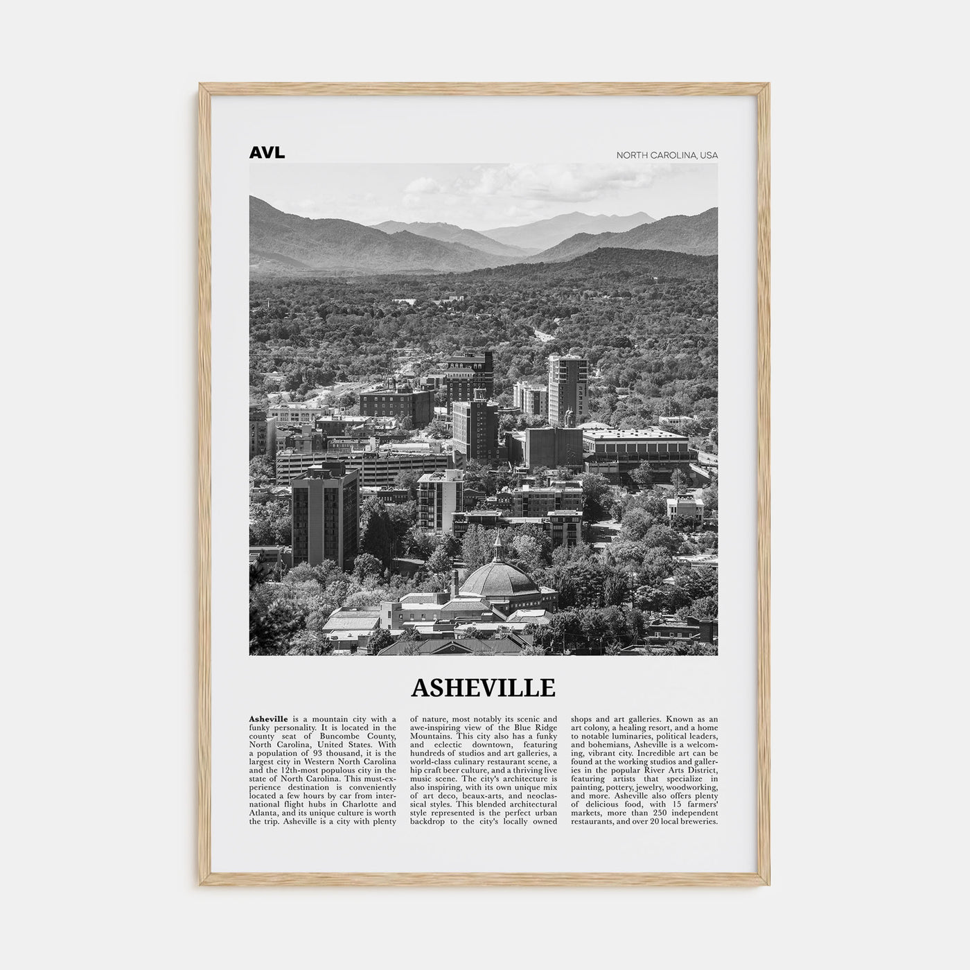 Asheville Travel B&W No 1 Poster
