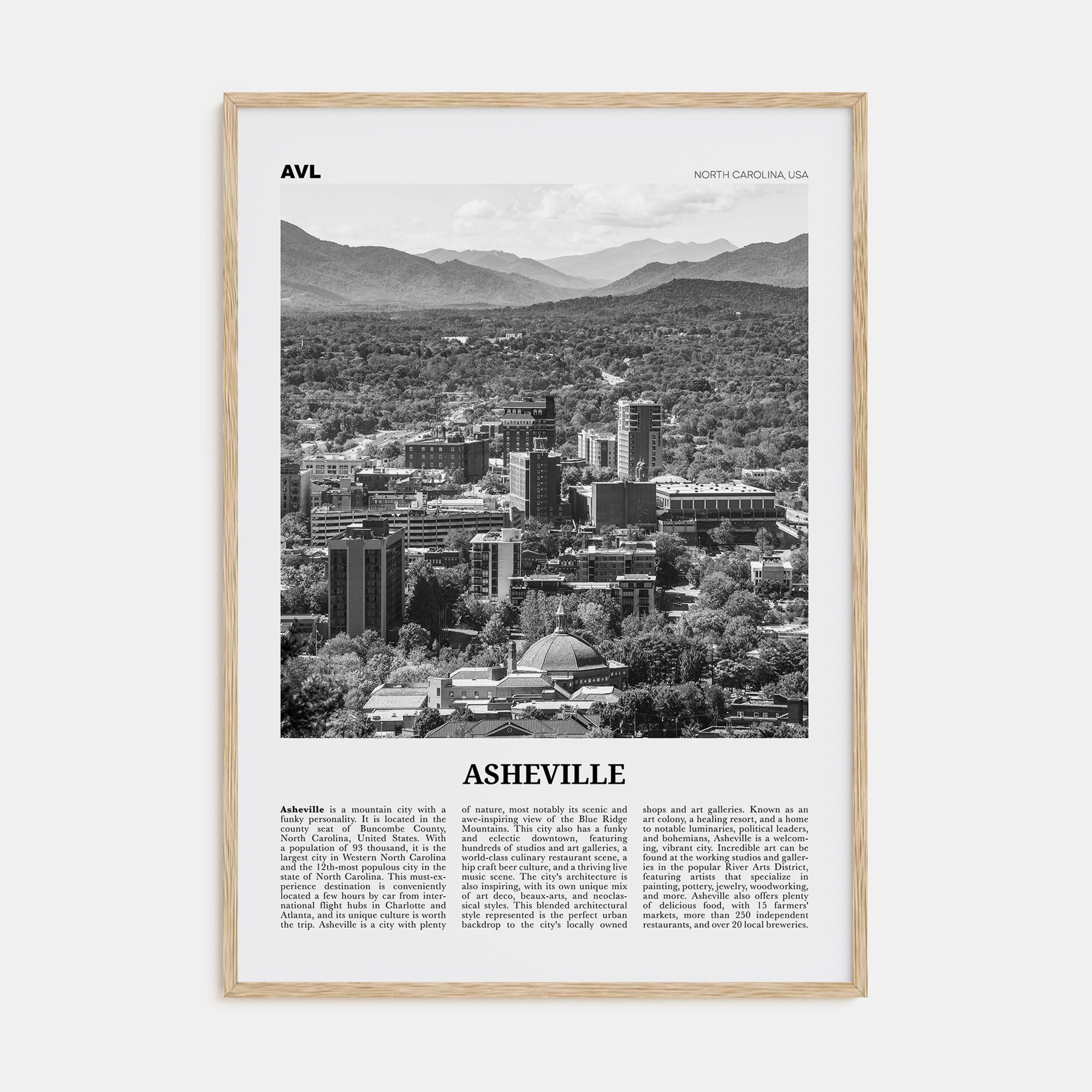 Asheville Travel B&W No 1 Poster
