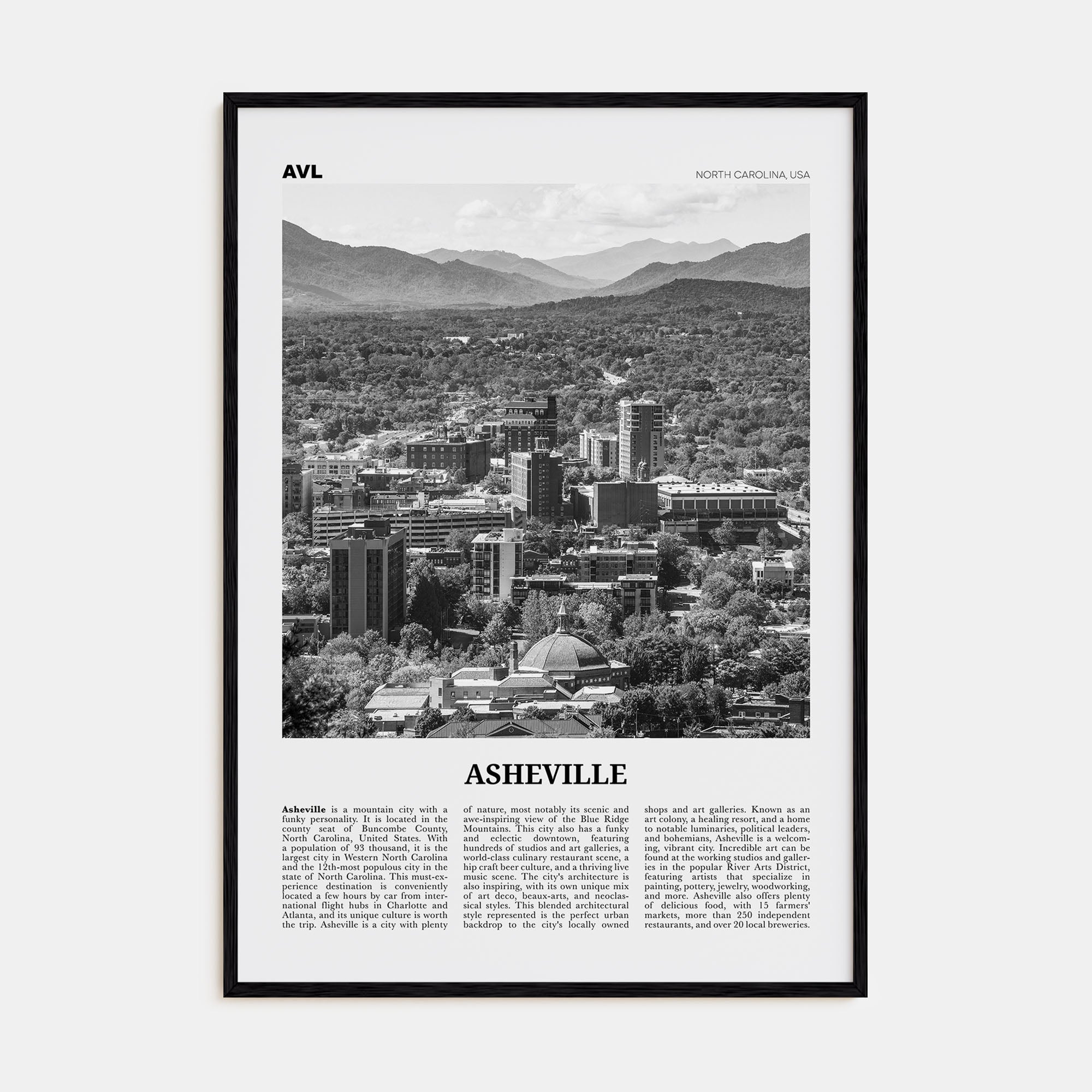 Asheville Travel B&W No 1 Poster