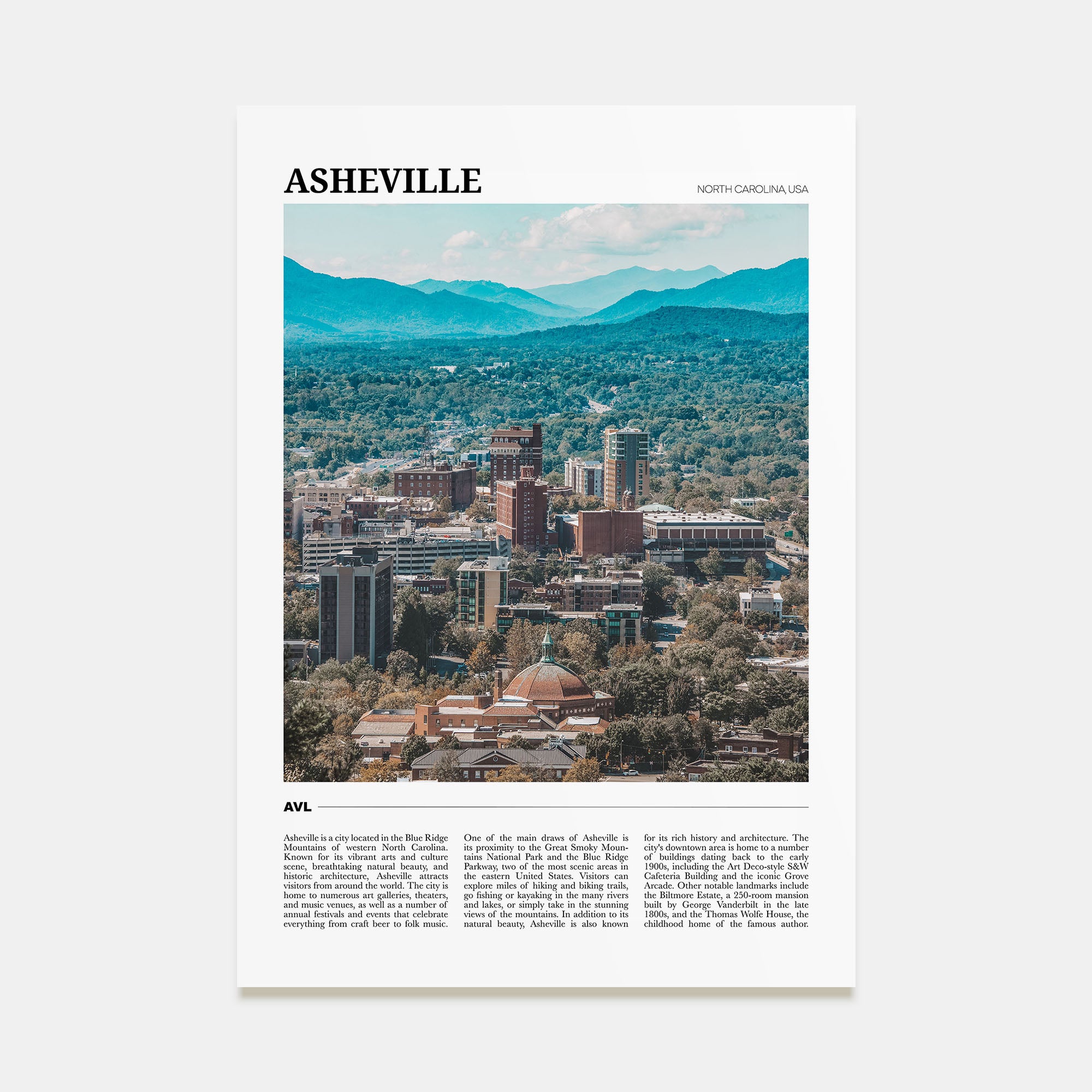 Asheville Travel Color Poster