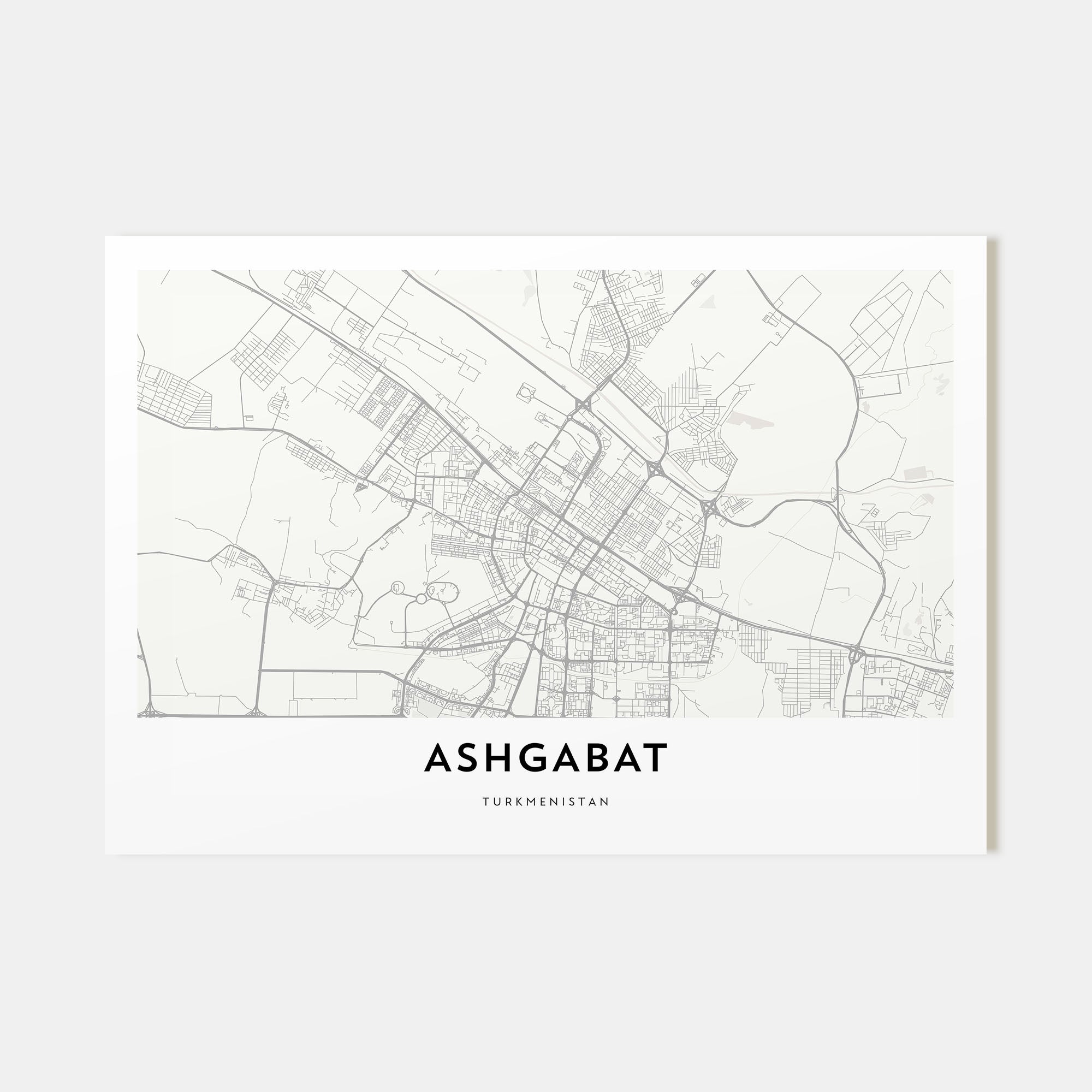 Ashgabat Map Landscape Poster