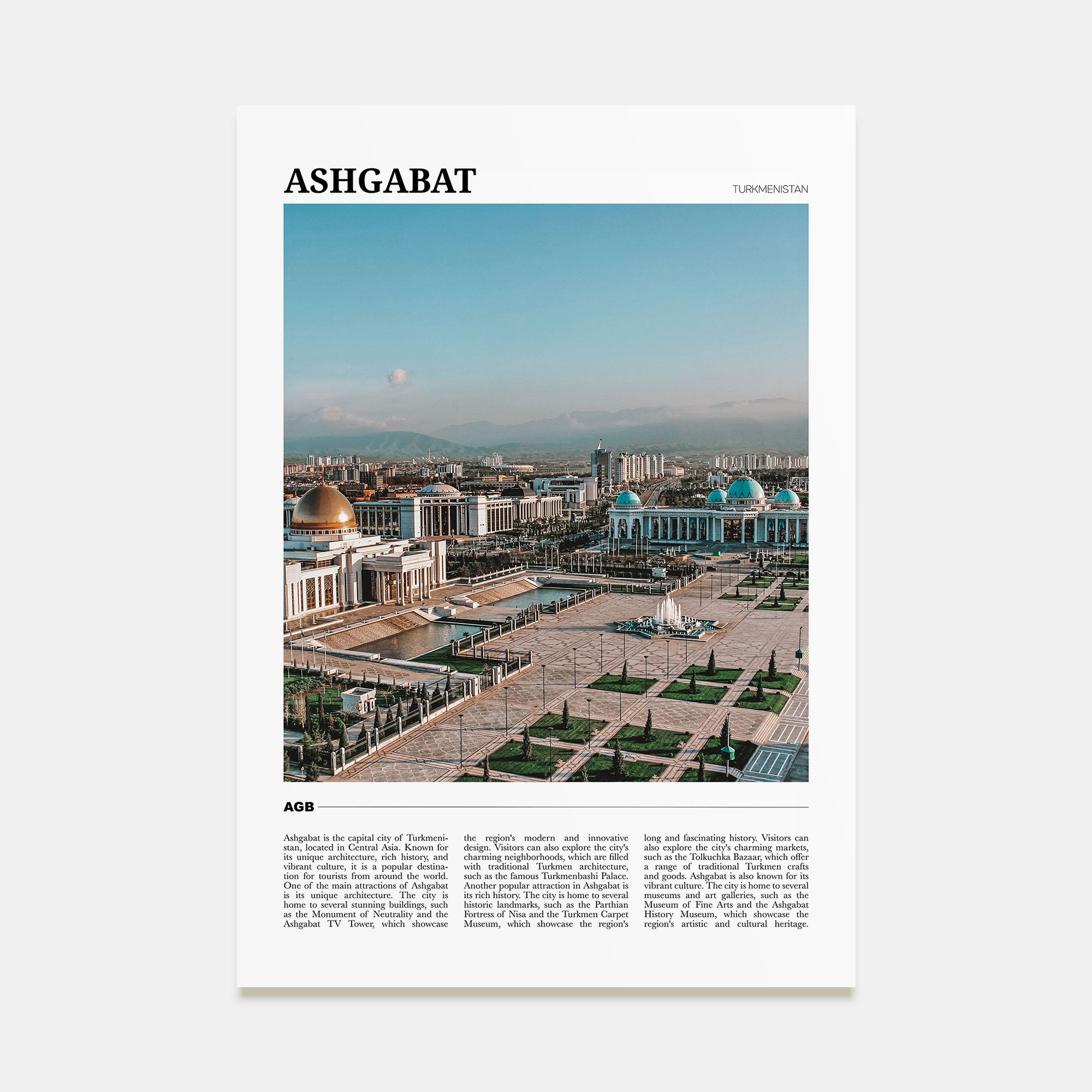 Ashgabat Travel Color Poster