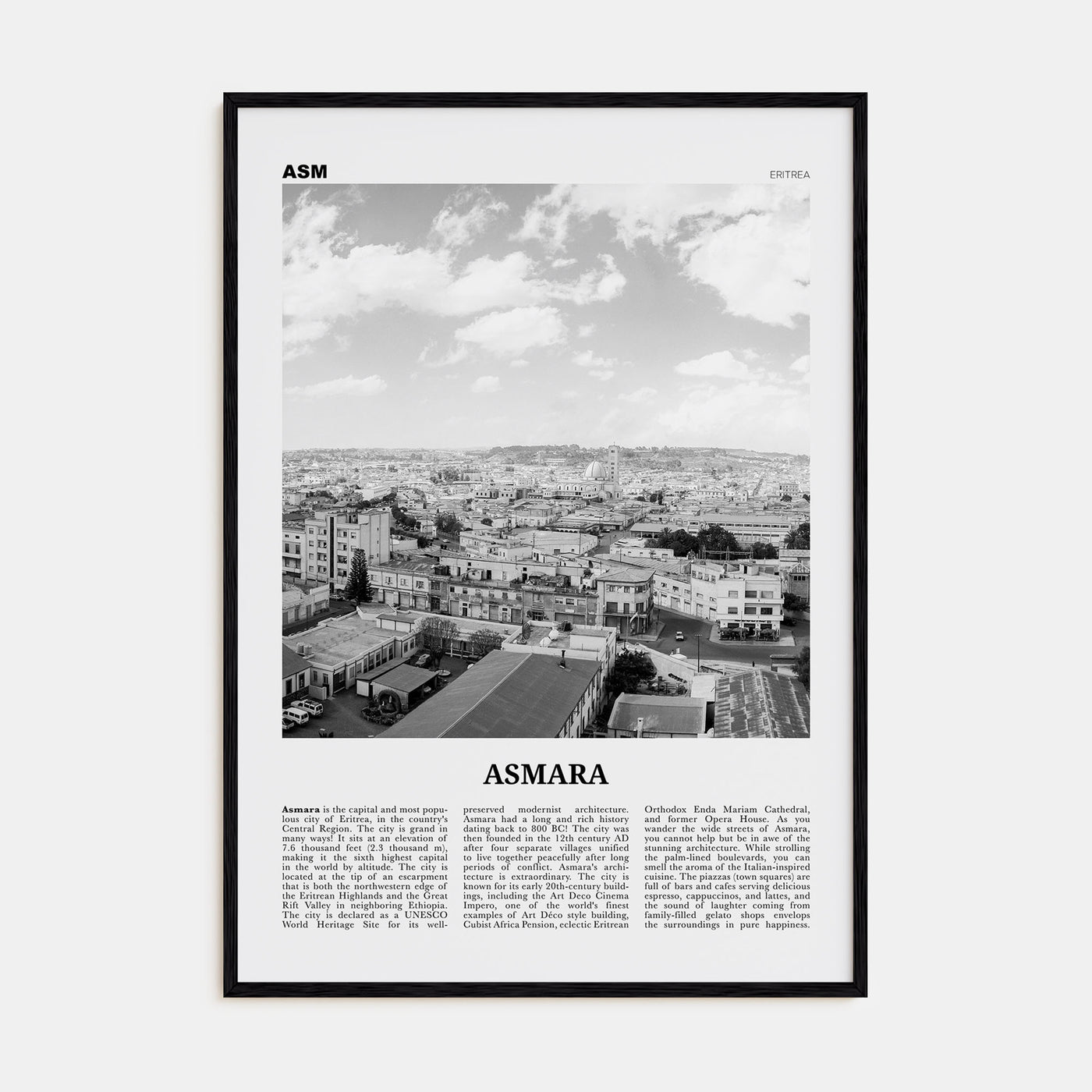 Asmara Travel B&W Poster