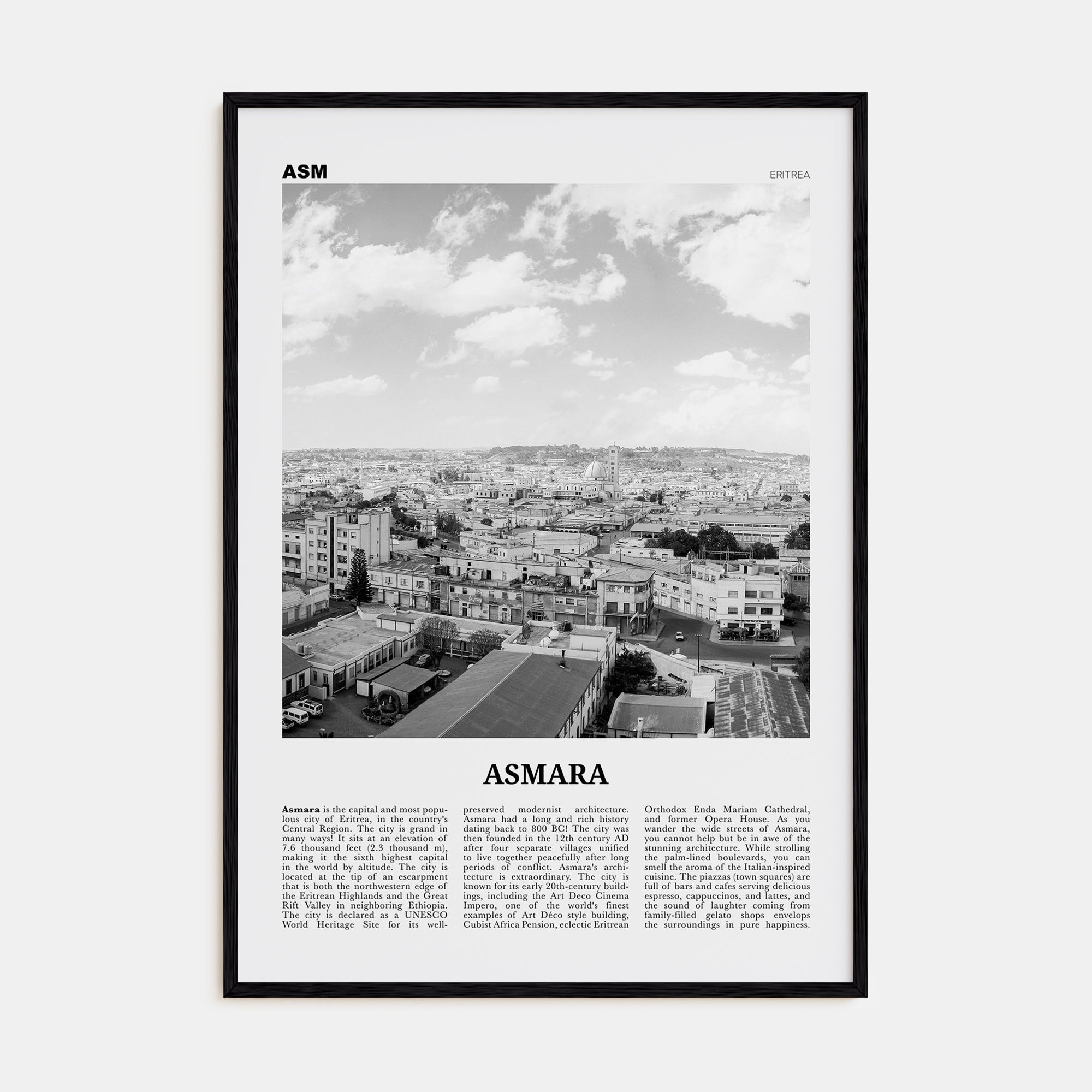 Asmara Travel B&W Poster