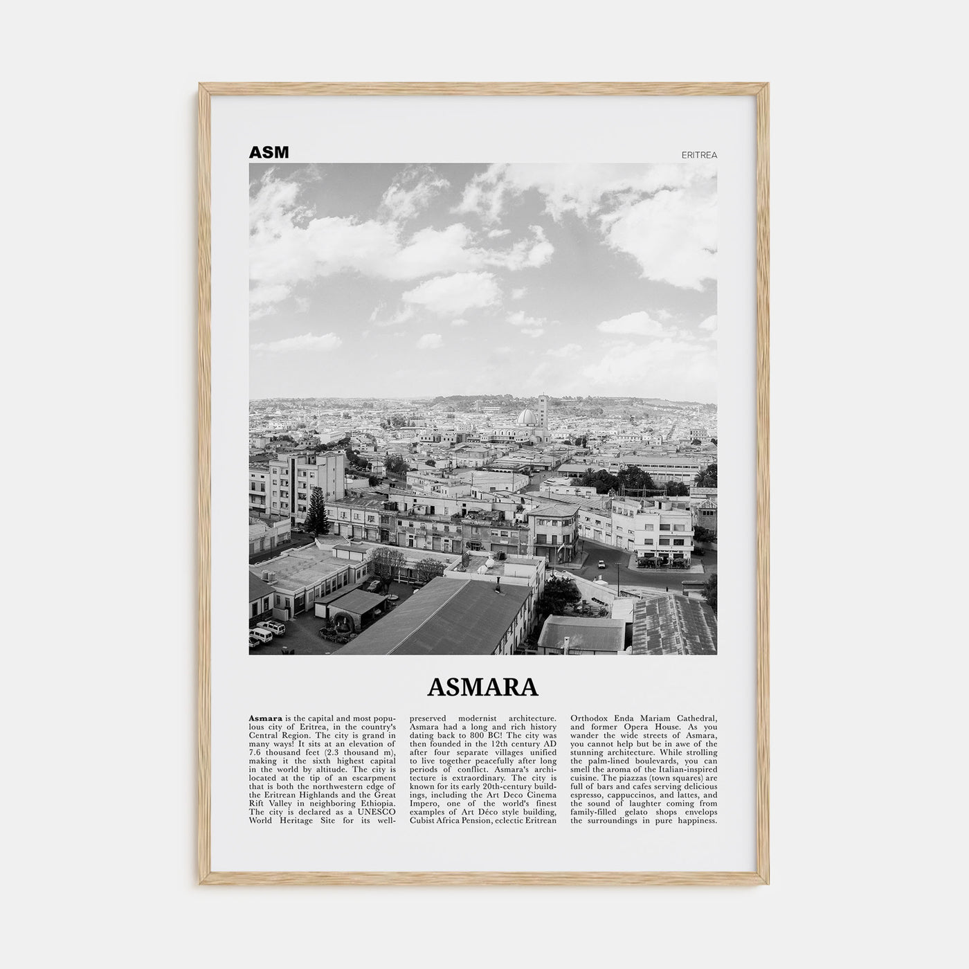 Asmara Travel B&W Poster