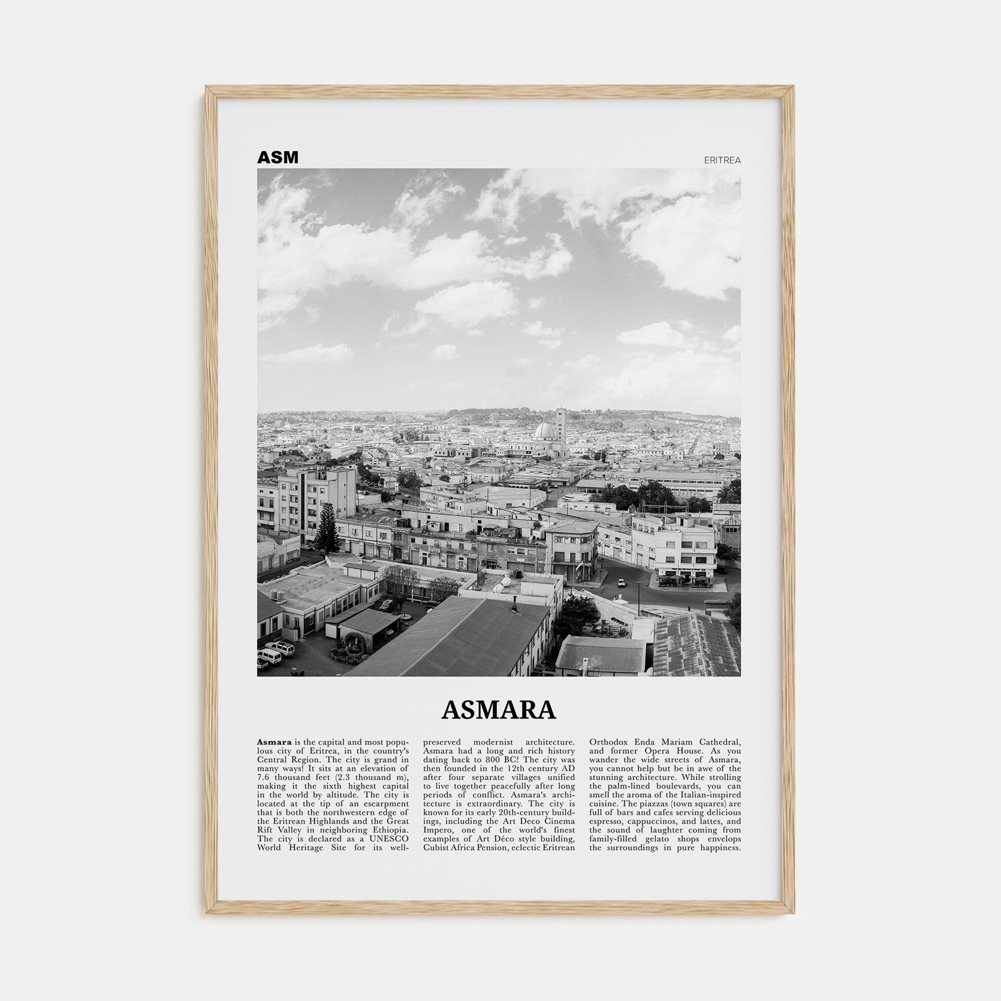 Asmara Travel B&W Poster
